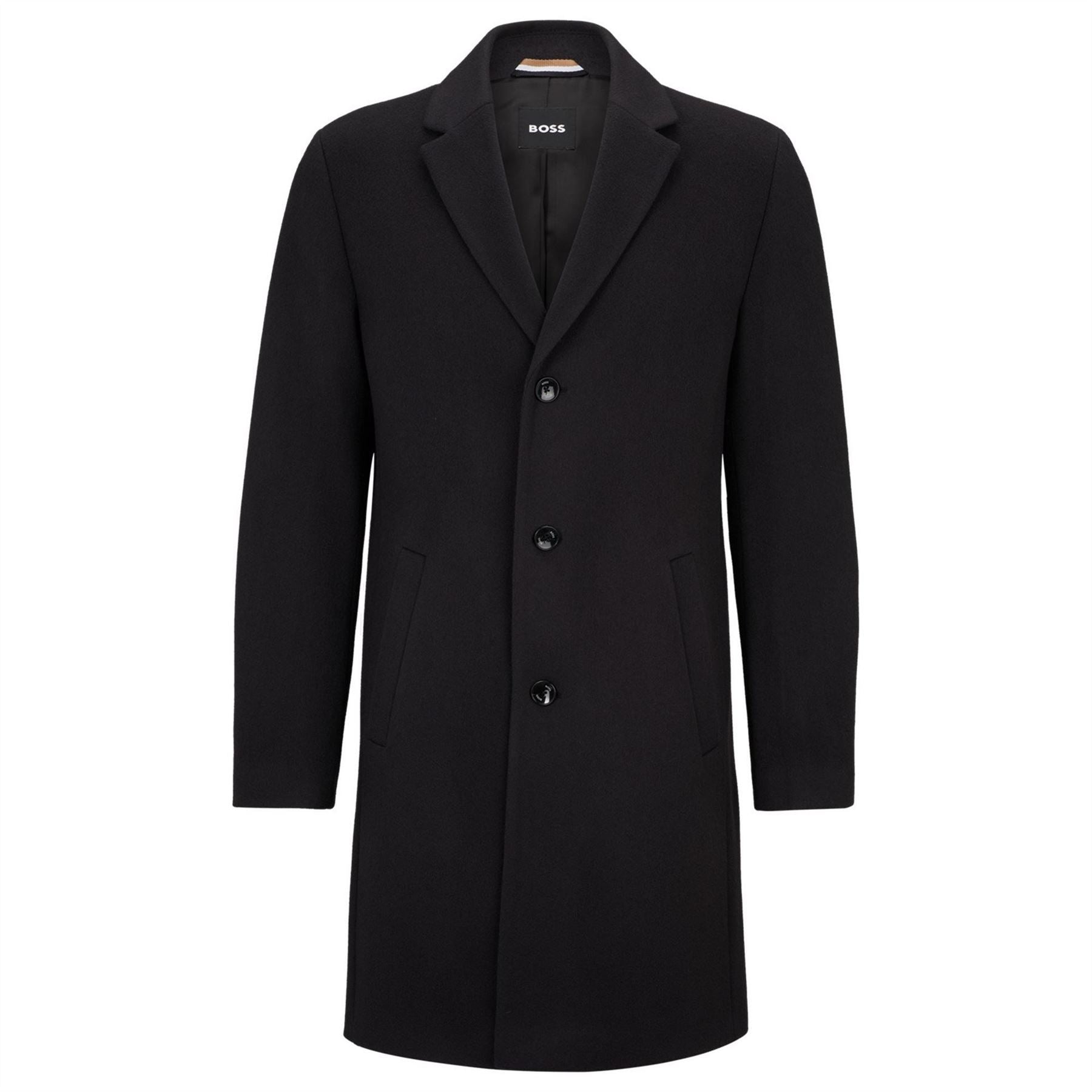 Boss Hyde Solid Patterned Lapel Collared Trench Coat