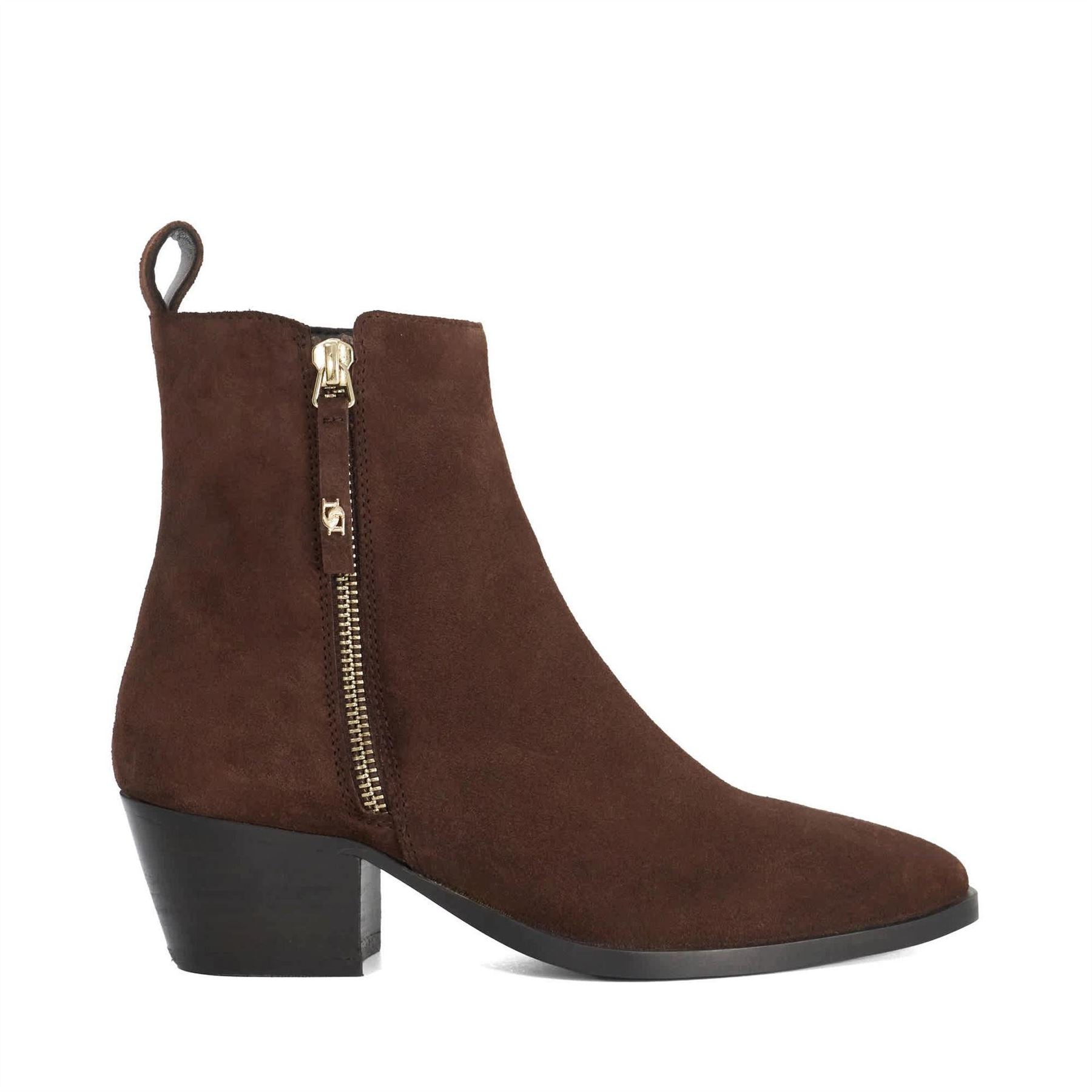 Dune London Paxy Suede Block Heel Ankle Boots