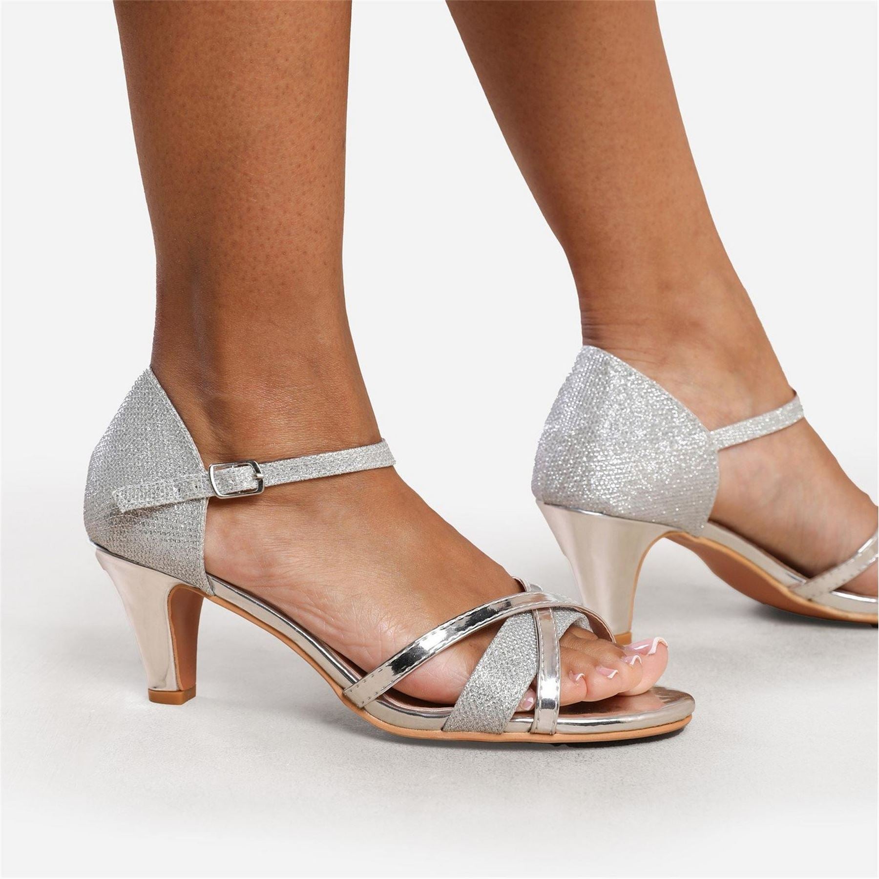 Wheres That From Artemis Metallic Open Toe Stiletto Heel Sandals