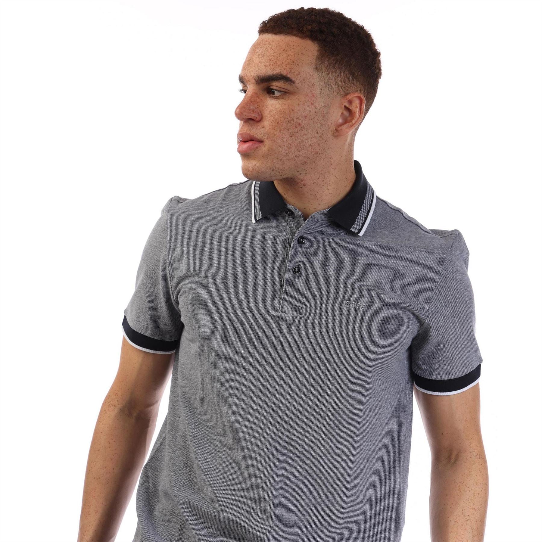 Boss Collared Neck Button Placket Polo Shirt