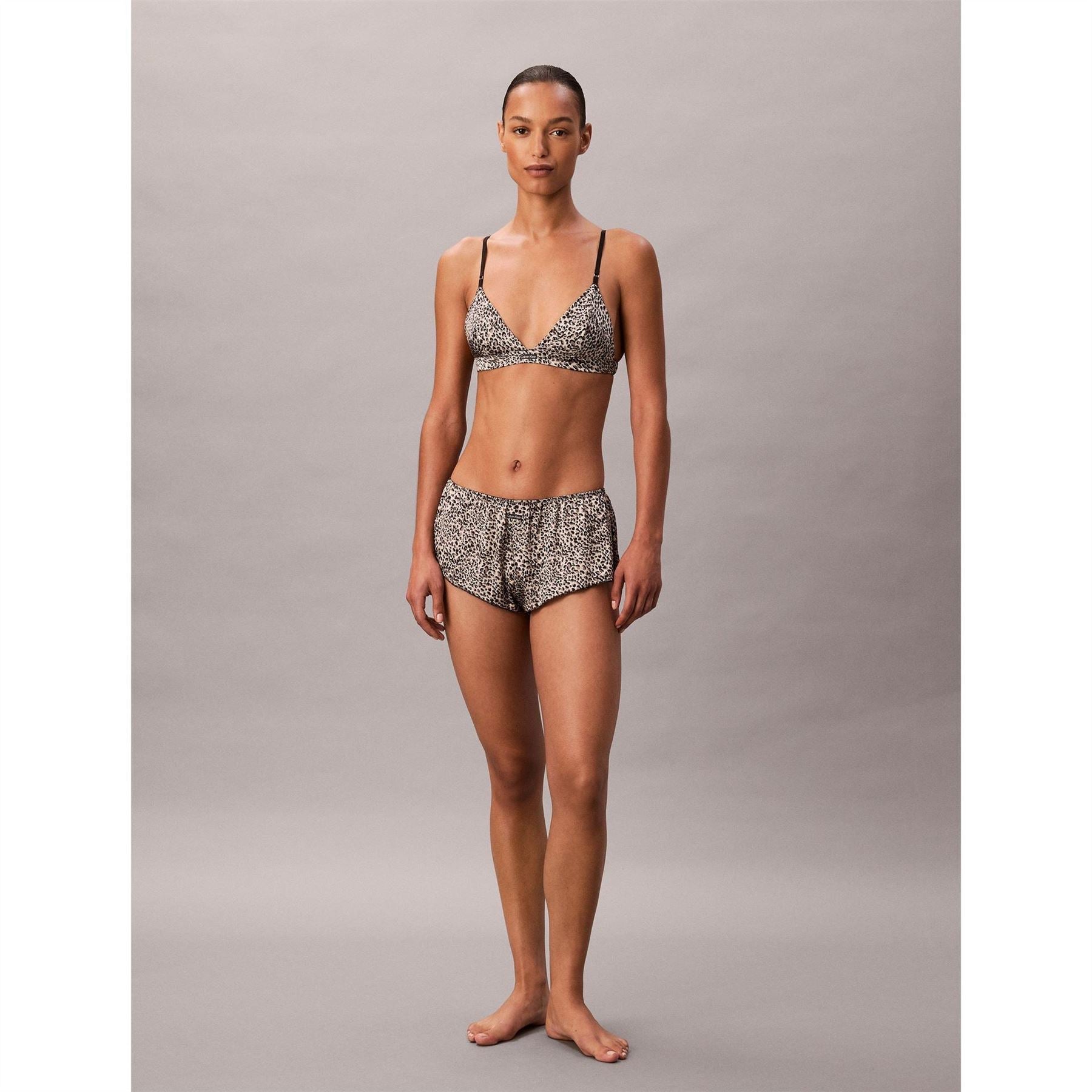 Calvin Klein Leopard Curved Hem Shorts