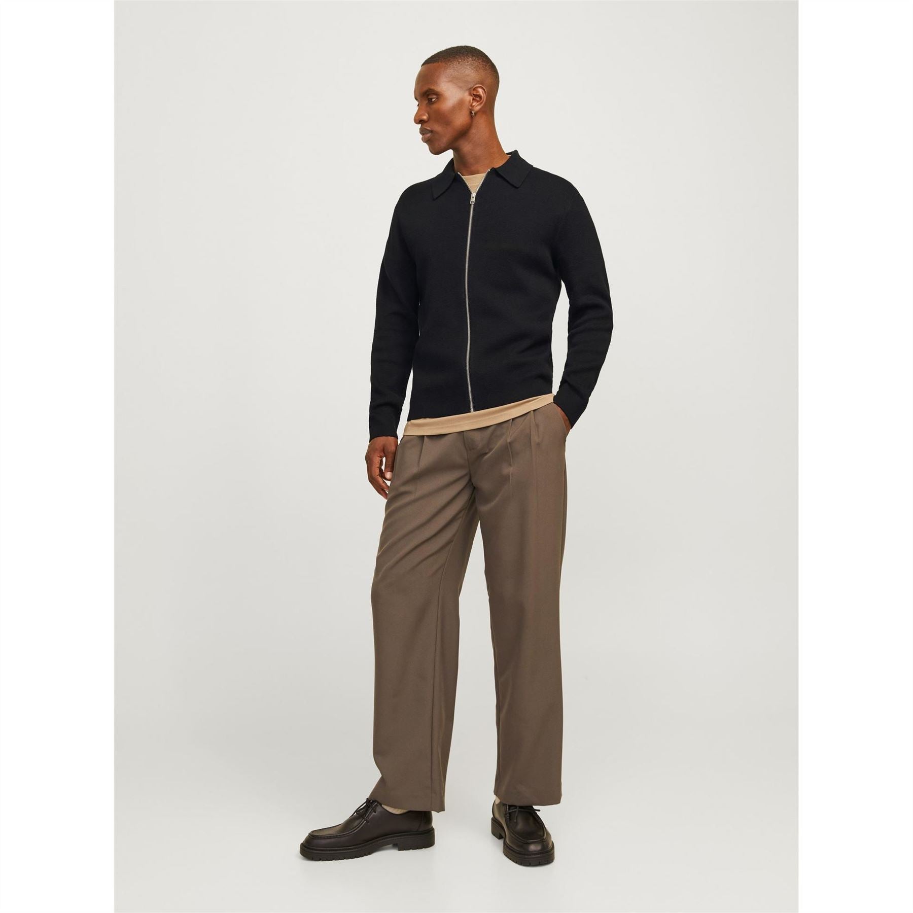 Jack and Jones Stitch Knitted Full Zip Fleece Fabric