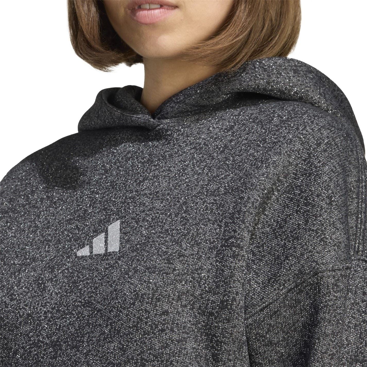 adidas Glitter Hooded Neck Long Sleeve Sweatshirt