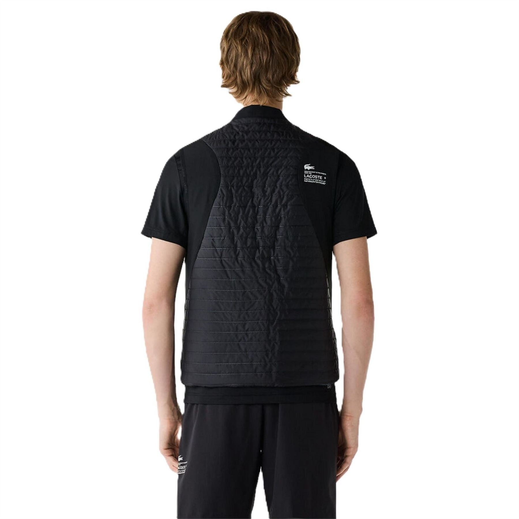 Lacoste Solid Patterned Mock Neck Gilet