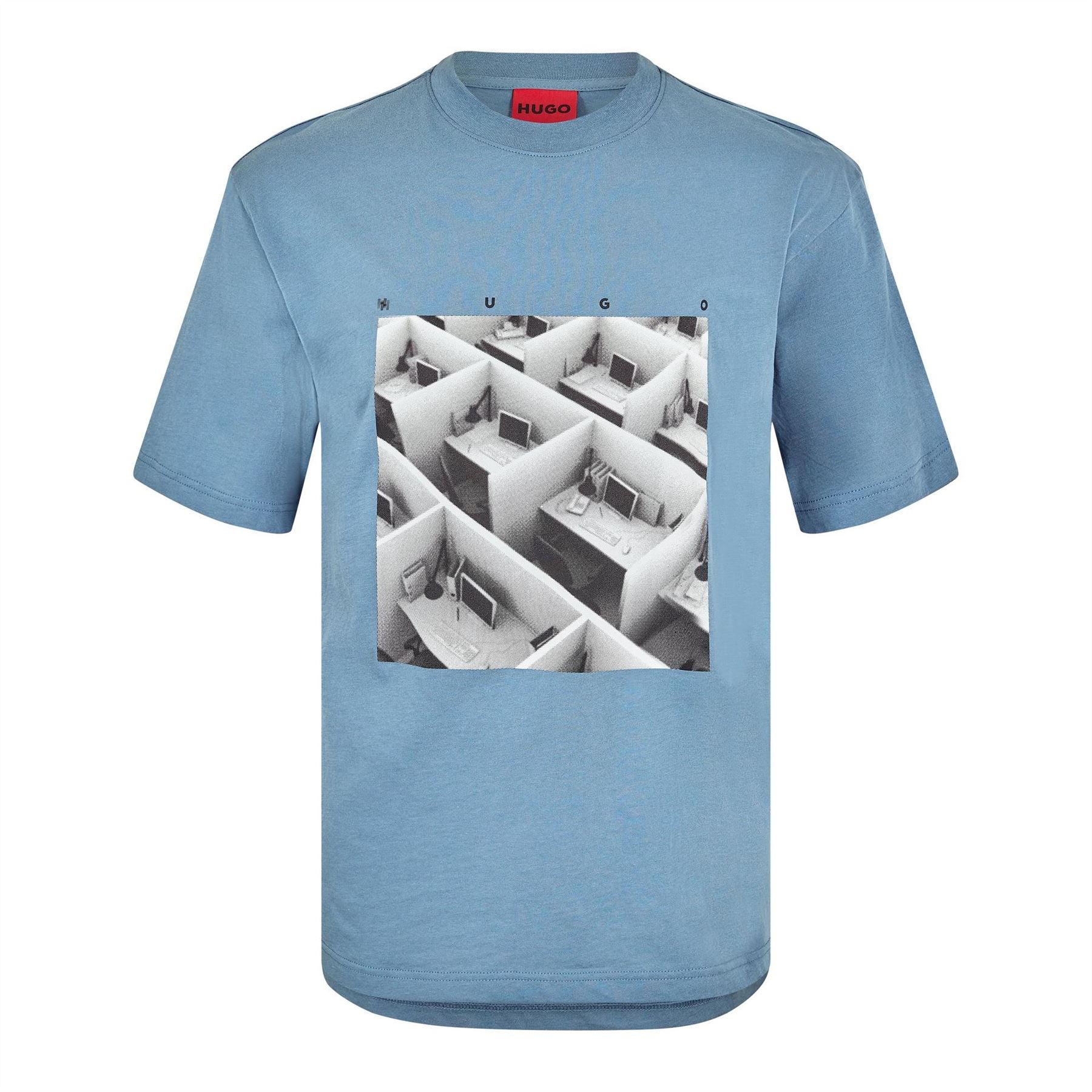 Hugo Graphic Crew Neck Ribbed Collar Short Sleeve Jersey T-Shirt
