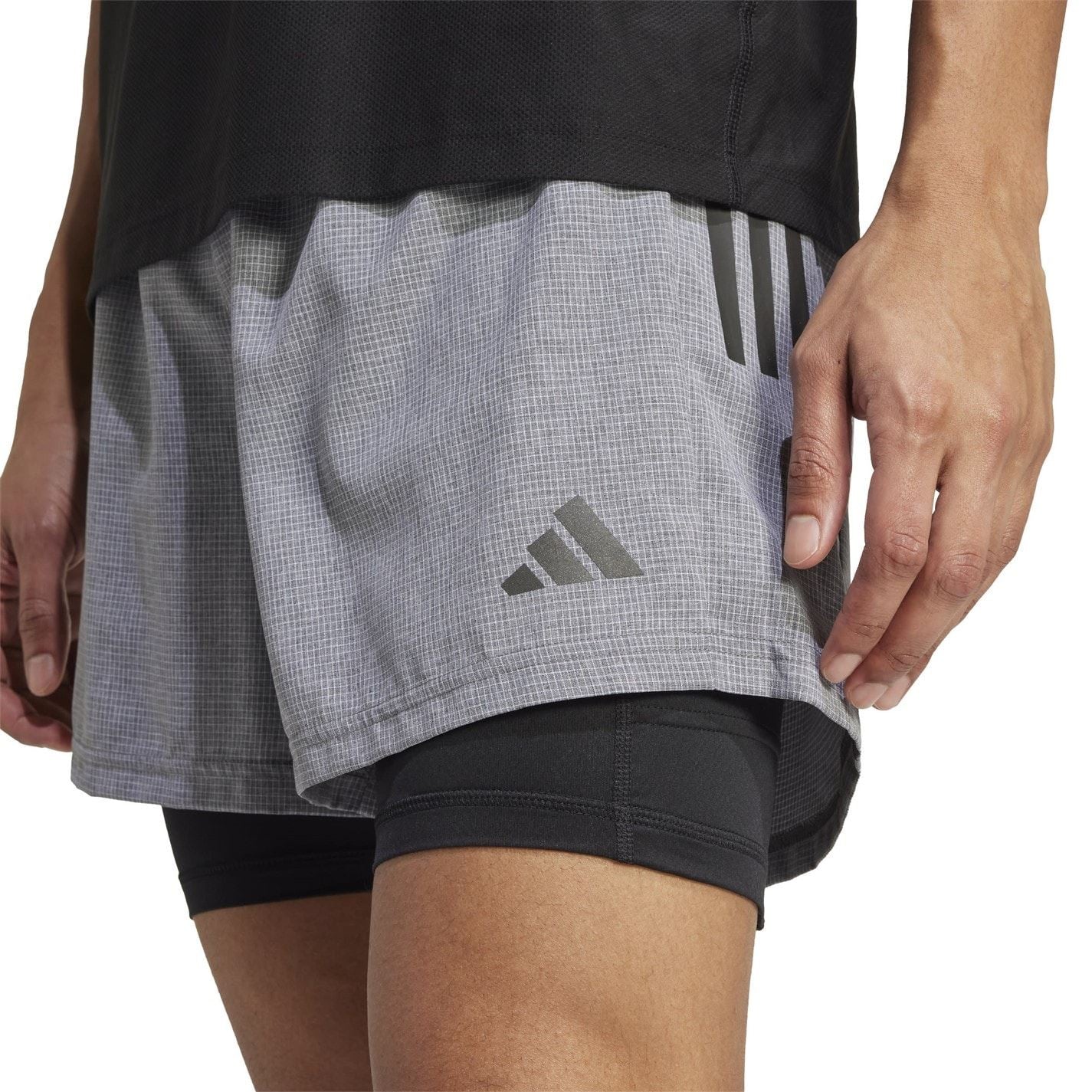 adidas Mens Own The Run 3 Stripes 2 In 1 Shorts