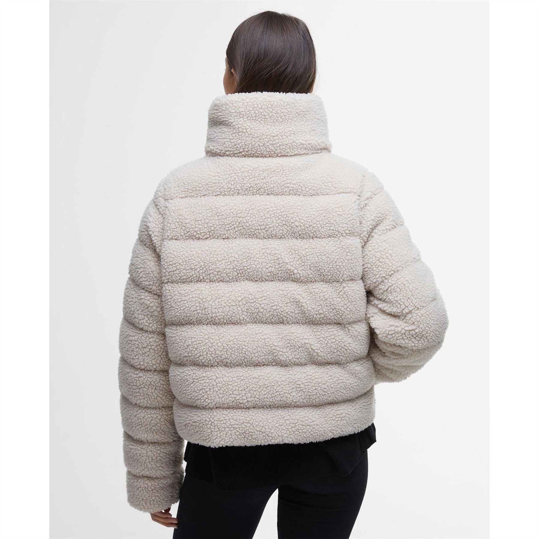 Barbour International Franchesca Sherpa Fleece Quilted Shearling Jacket