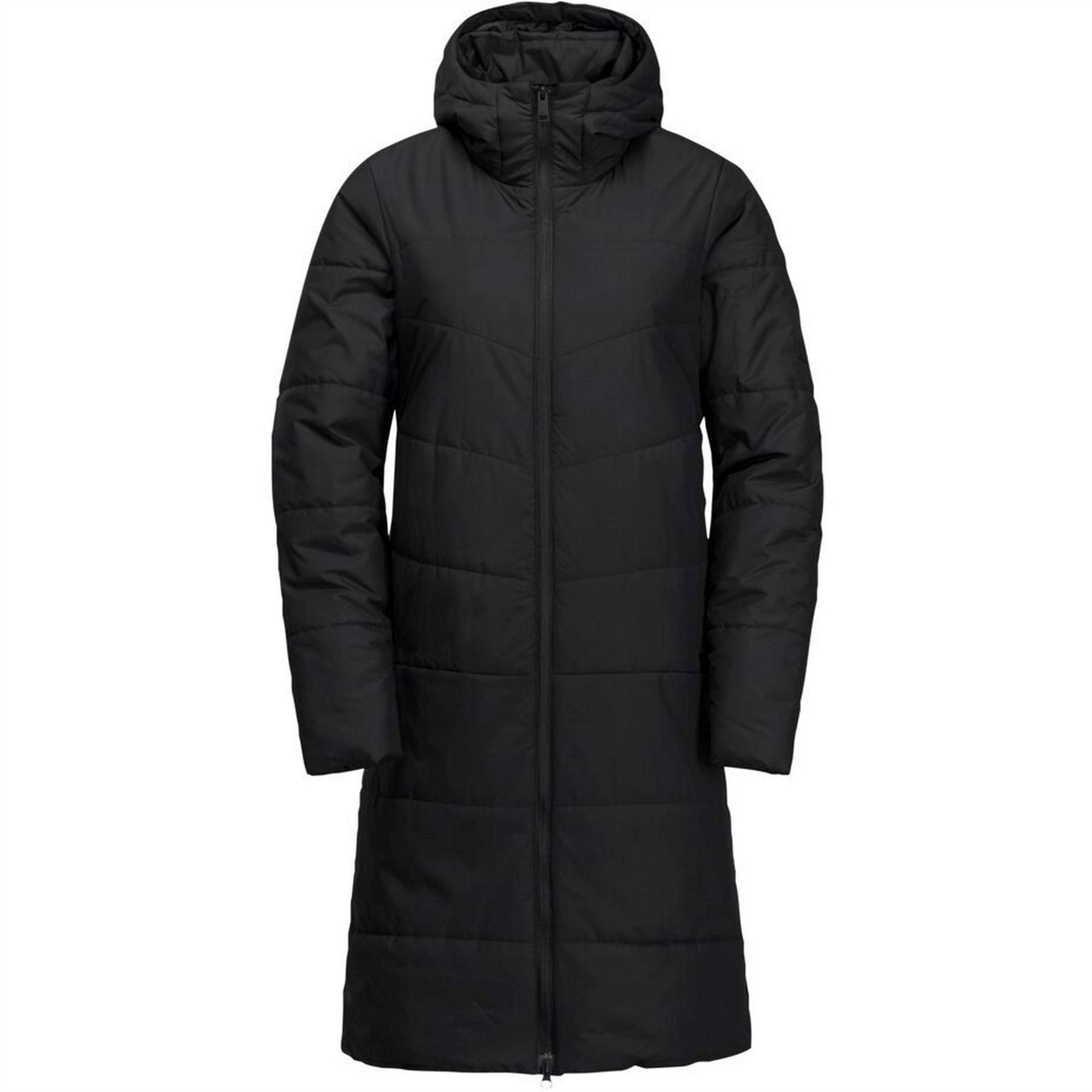 Jack Wolfskin Deutzer Water And Wind Resistant Knee Length Hooded Insulated Puffer Jacket