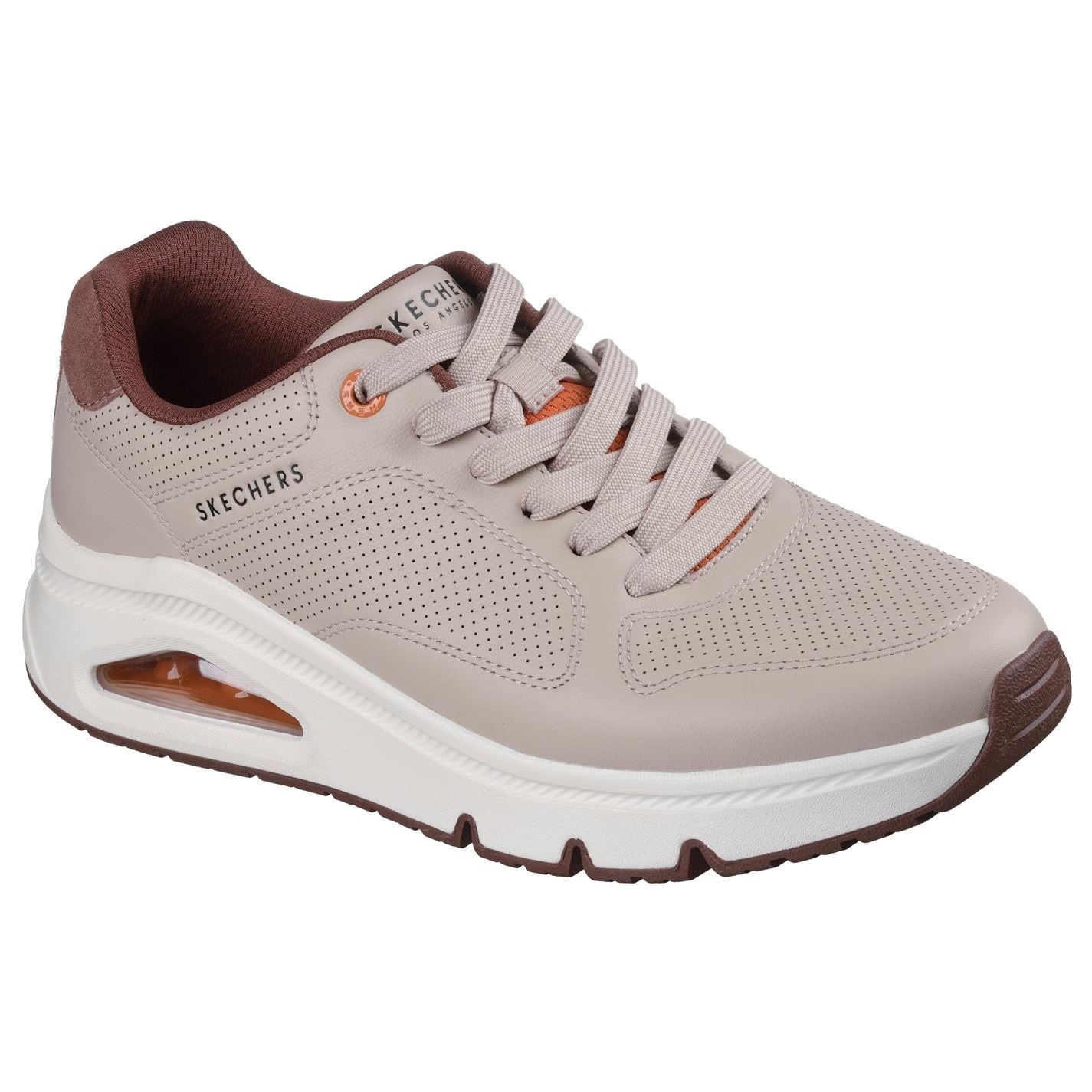 Skechers Mens Leather With Deco Stitch Fashion La Low Top Trainers
