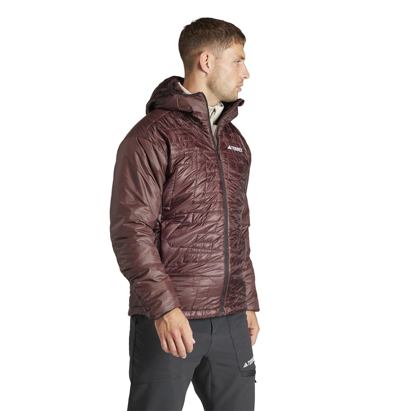 adidas Solid Patterned Hooded Puffer Jacket
