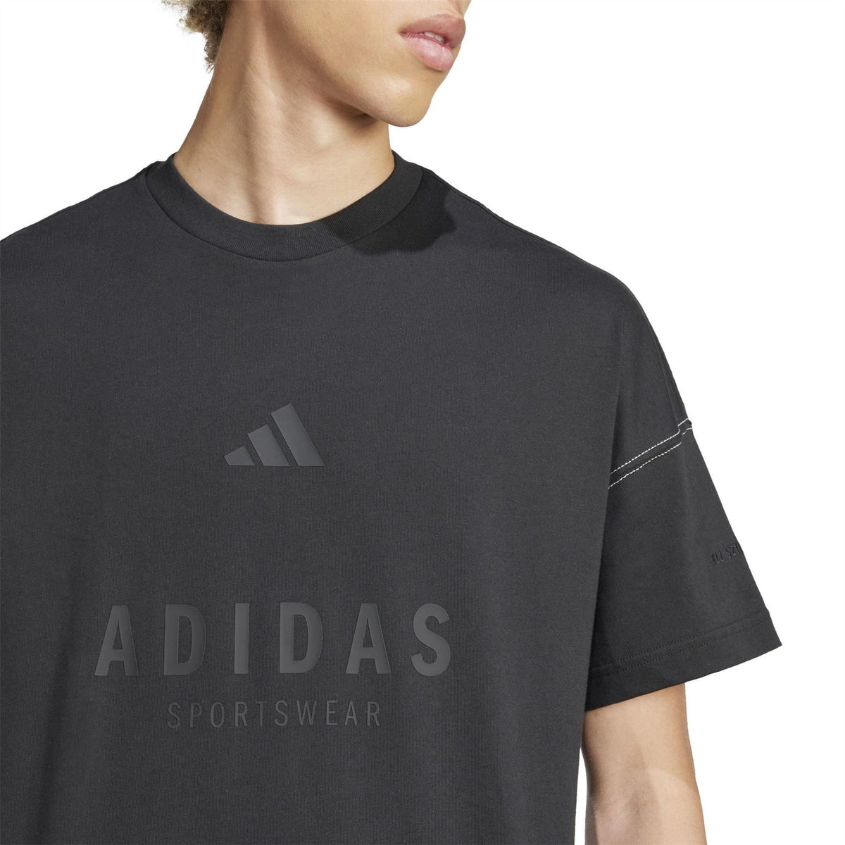 adidas Printed Logo Text Graphic Crew Neck Short Sleeve T-Shirt
