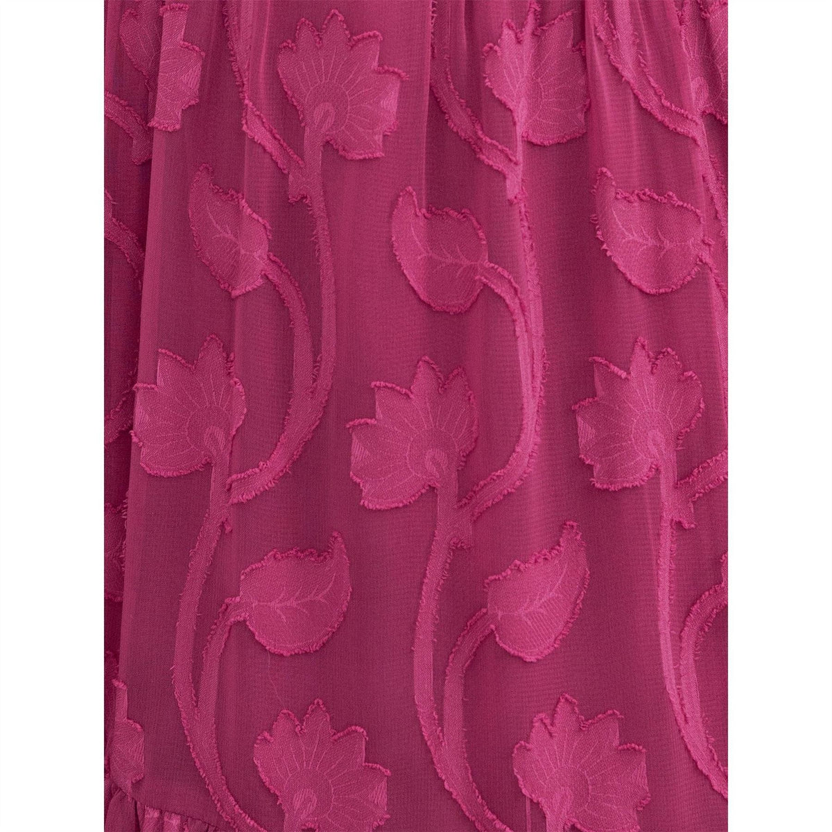 Lovedrobe Fuchsia Short Sleeve Floral Burnout Midi Dress