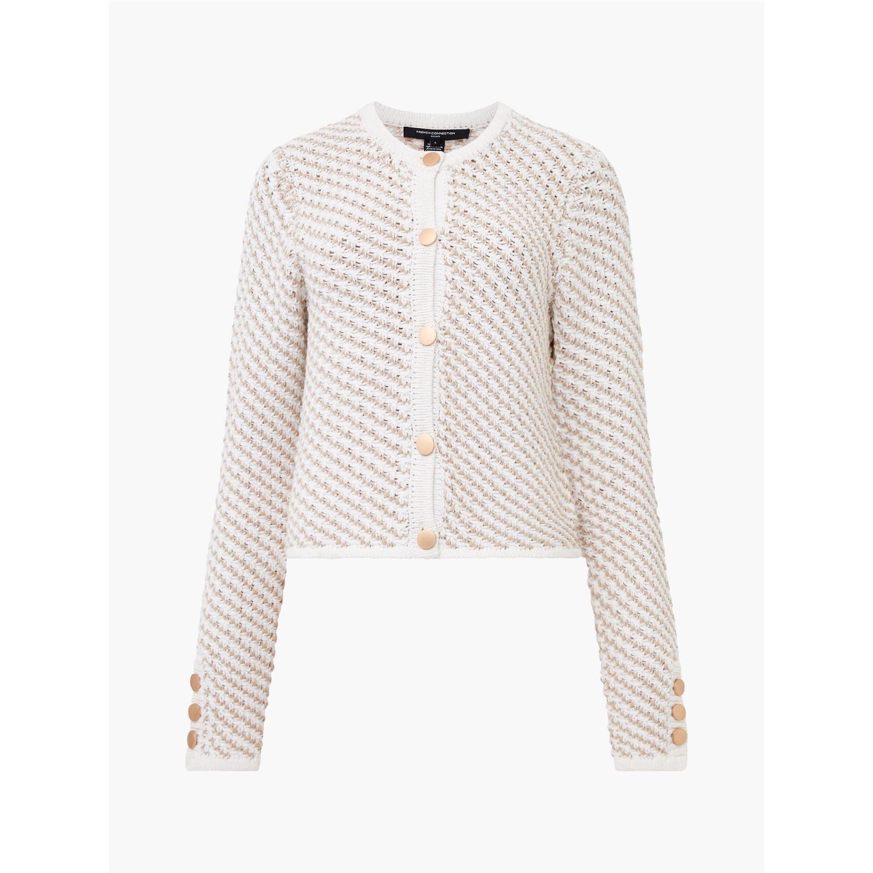 French Connection Janai Crew Neck Long Sleeve Button Placket Sweater