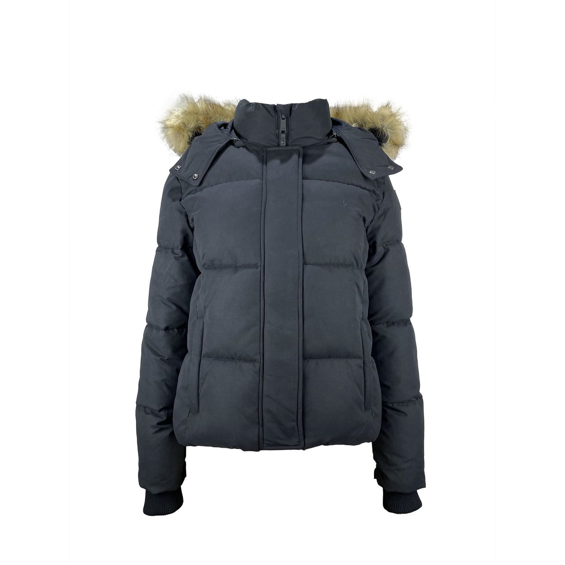 Jack Wills Riley Wind Resistant Detachable Hood Short Puffer Jacket