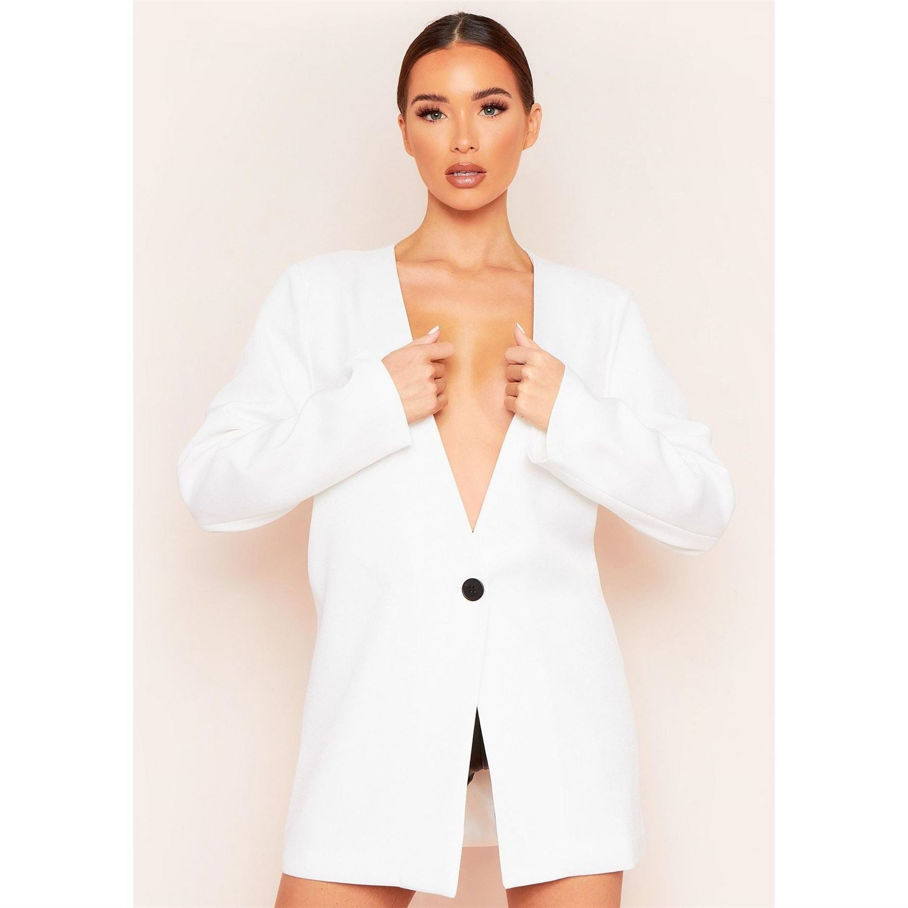 Missy Empire Collarless Longline Oversized Blazer