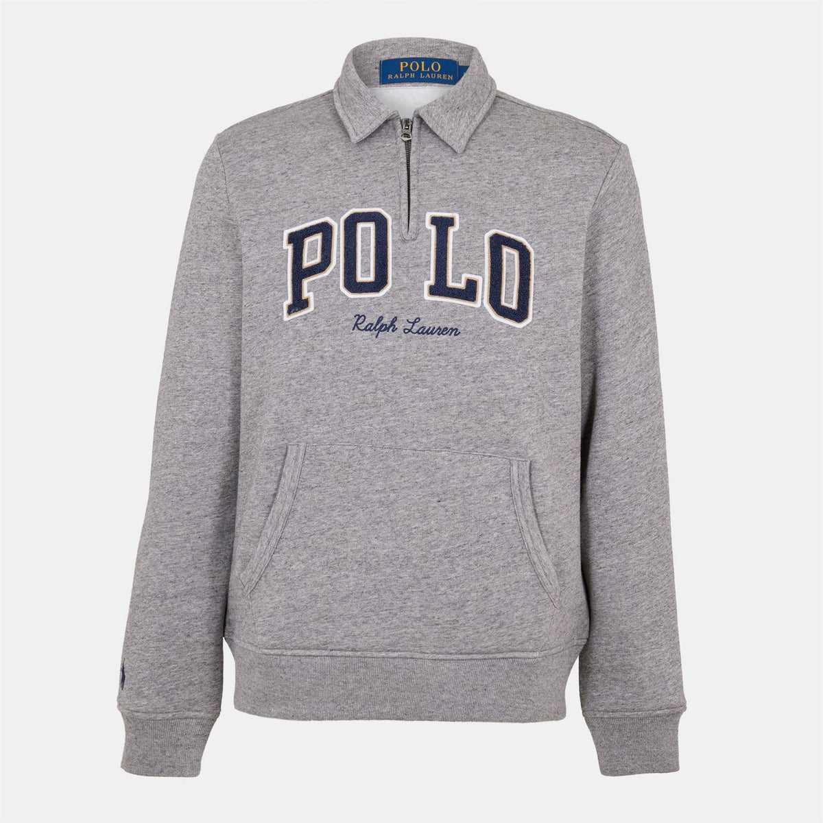 Polo Ralph Lauren Solid Patterned Quarter Zipper Ribbed Cuff Sweat Jacket