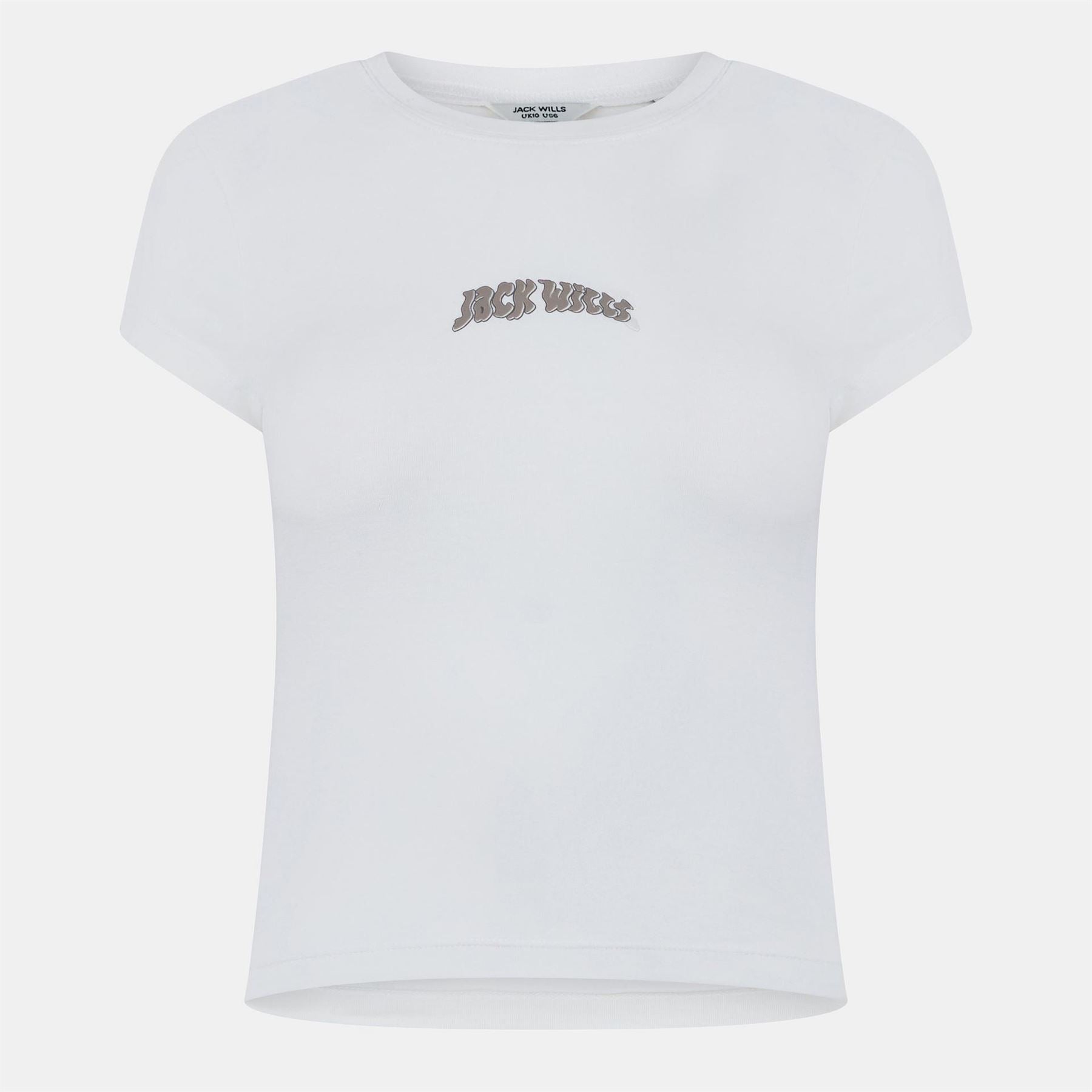 Jack Wills Cropped Slim Fit Lettering T-Shirt