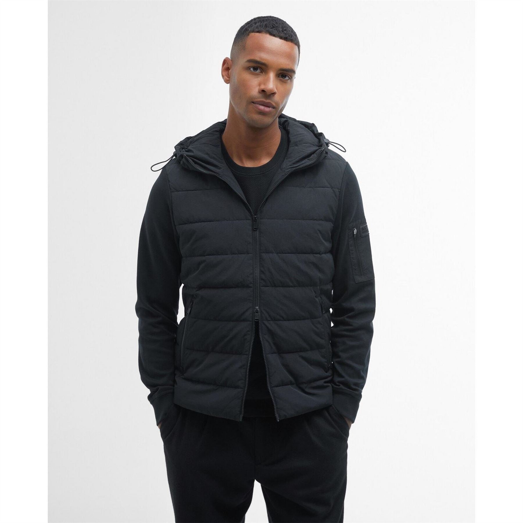 Barbour International Stanley Hooded Quilted Hybrid Jacket