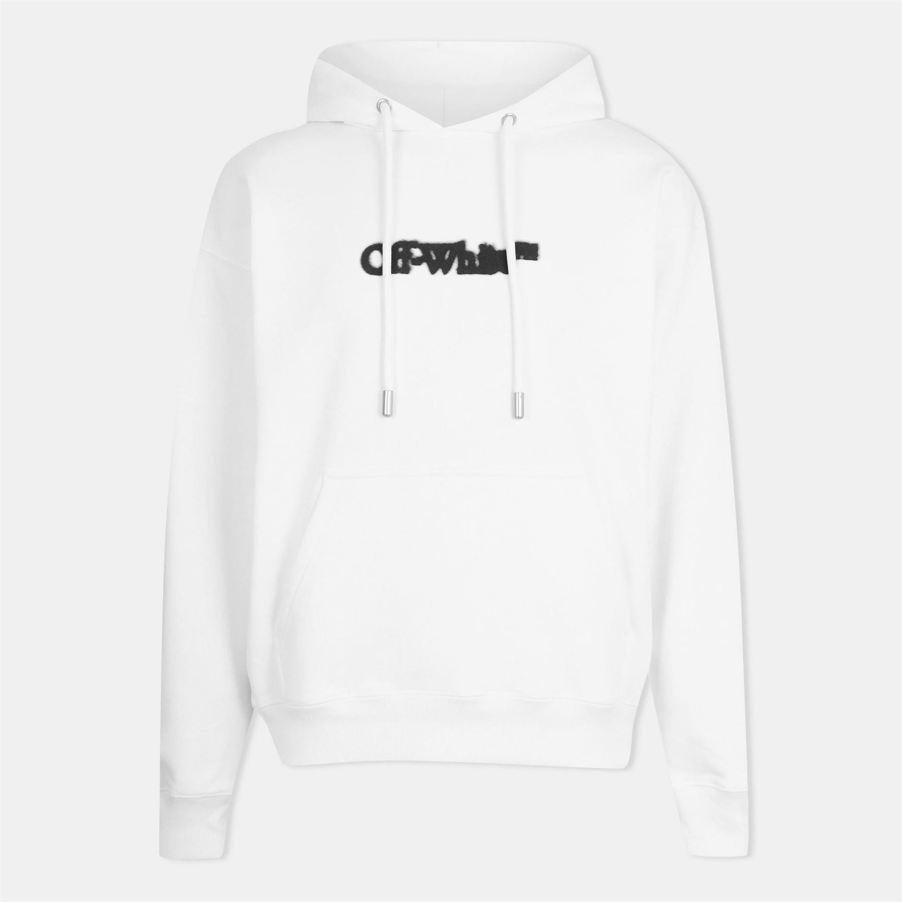 Off White Embroidered Hooded Neck Long Sleeve Sweatshirt