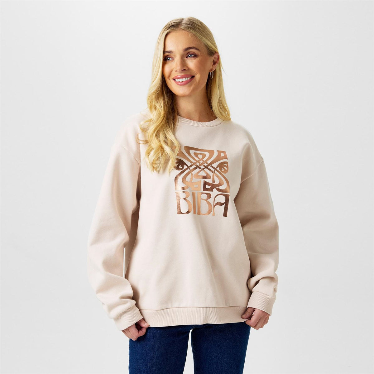 Biba Relaxed Fit Graphic Crew Neck Sweatshirt
