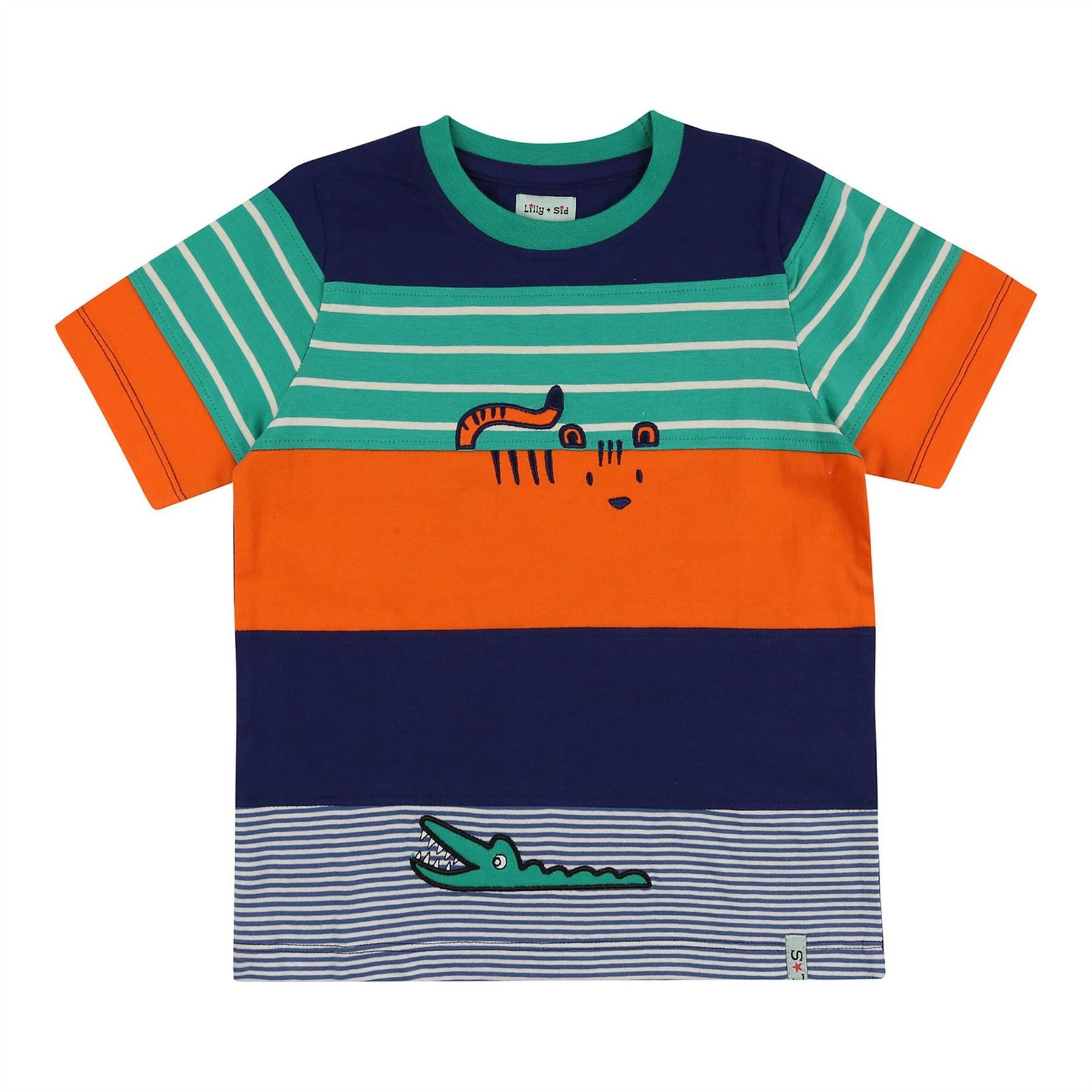 Lilly and Sid Tiger Embroidered Regular Fit Crew Neck T-Shirt