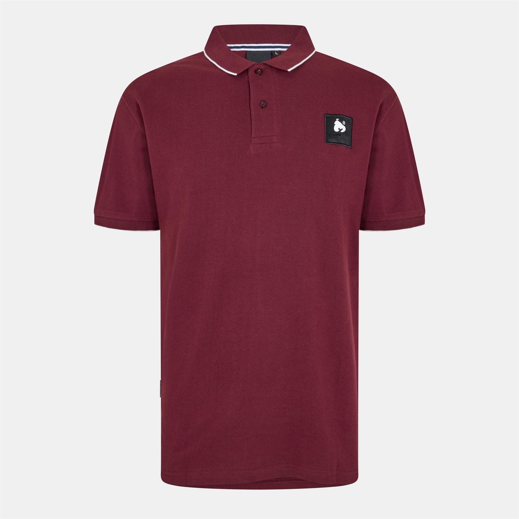 Money Logo Print Collared Neck Short Sleeve Polo Shirt