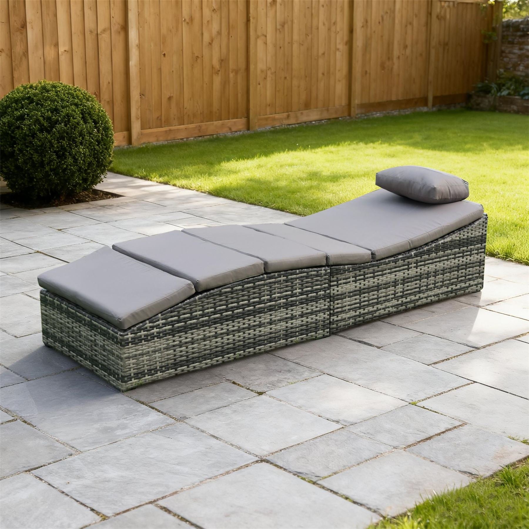 Linea Rattan Weather Resistant Outdoor Sun Lounger