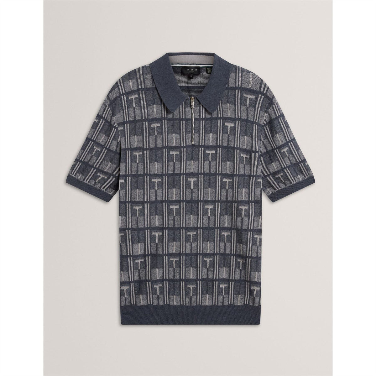 Ted Baker Cotton Zip Neck Short Sleeve Polo