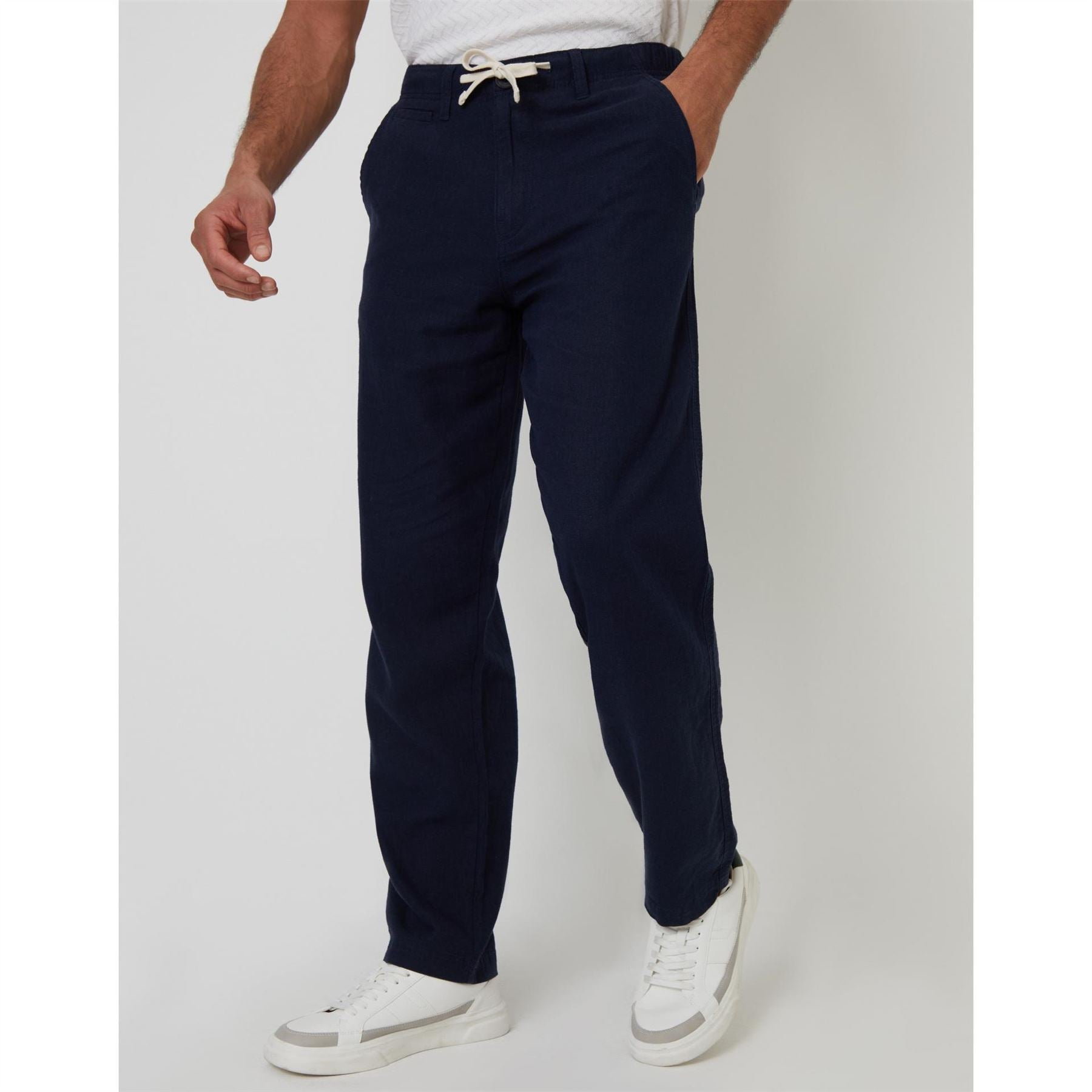 Threadbare Linen Solid Patterned Straight Trousers