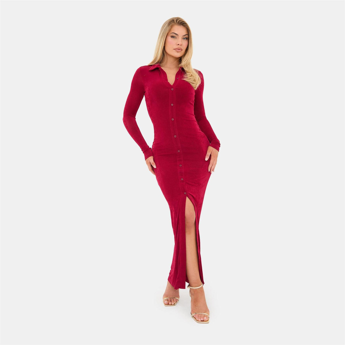 I Saw It First Button Long Sleeve Maxi Shirt Dress