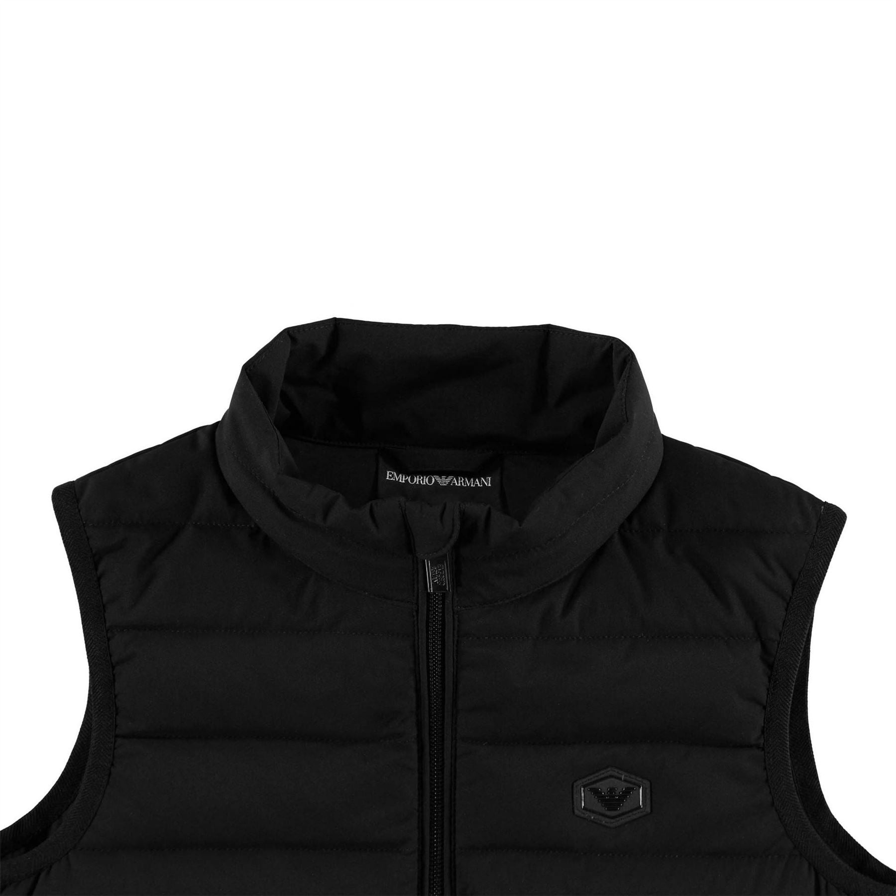 Emporio Armani Badge Logo Duck Down Funnel Neck Gilet