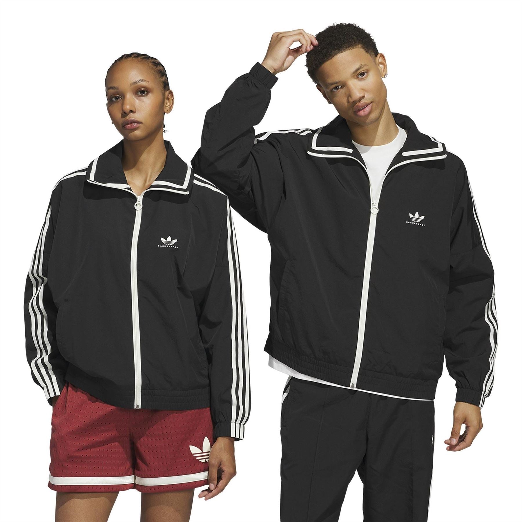 adidas Three Stripes Patterned Collared Neck Shell Jacket