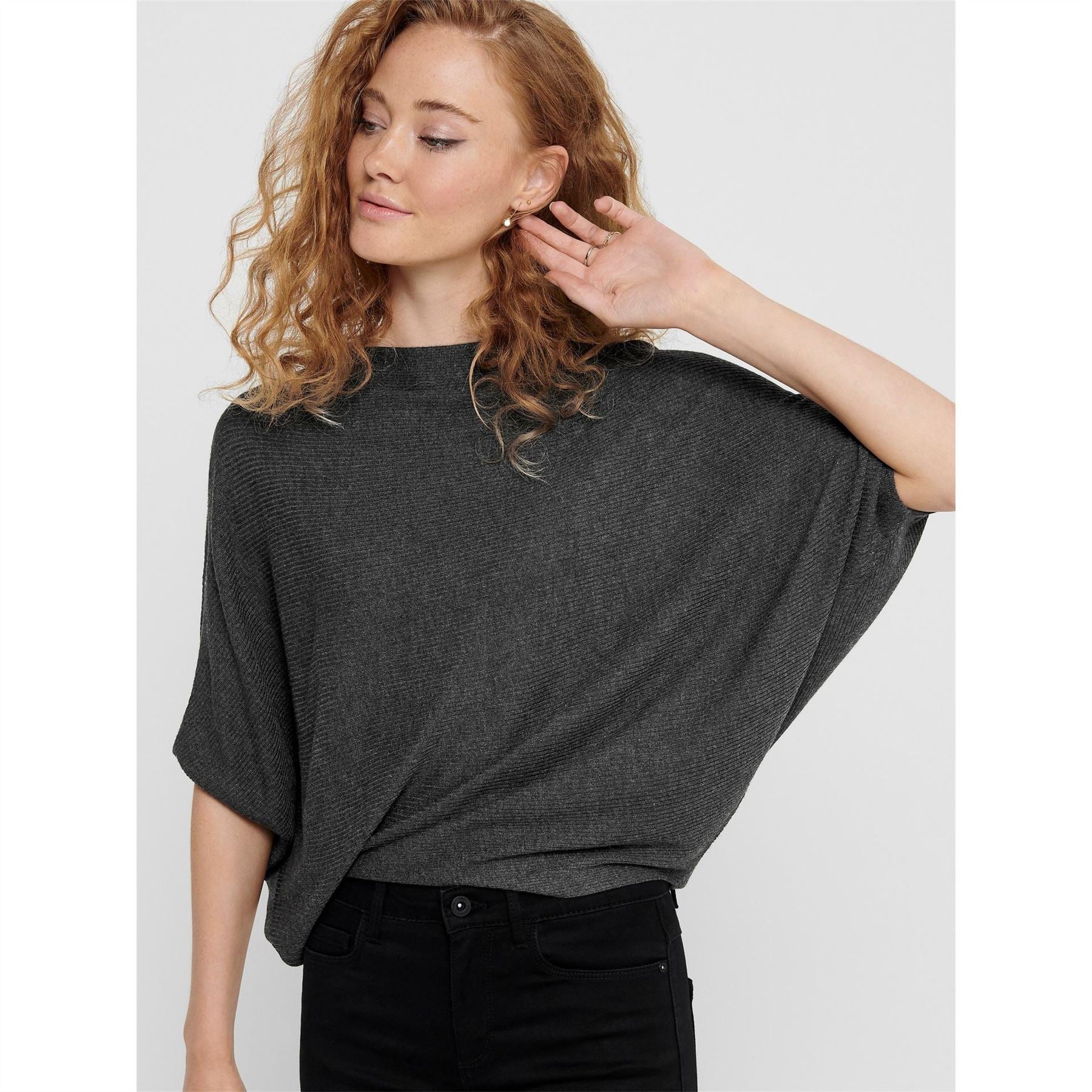 Only Crew Neck Dolman Sleeve Boxy Fit Sweater