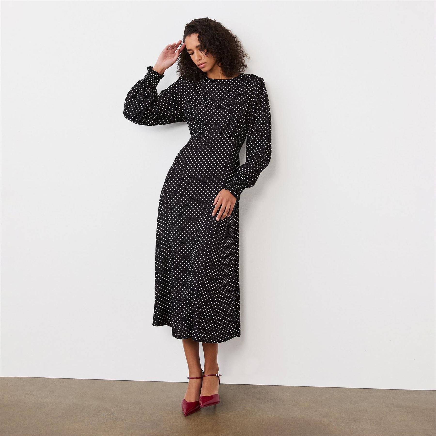 Finery Kimmy Crew Neck Midi A-Line Dress