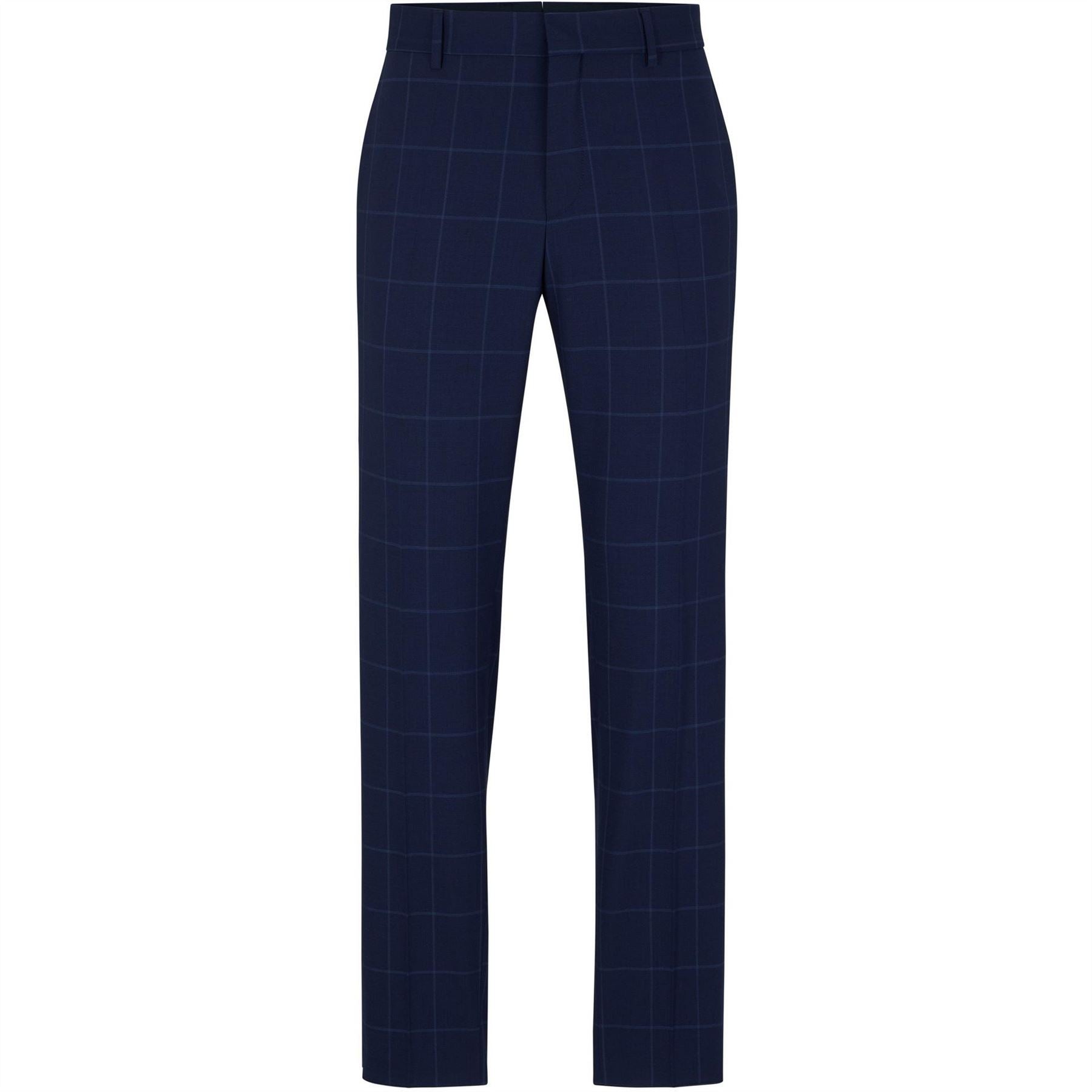 Boss Genius Plaid Straight Leg Trousers