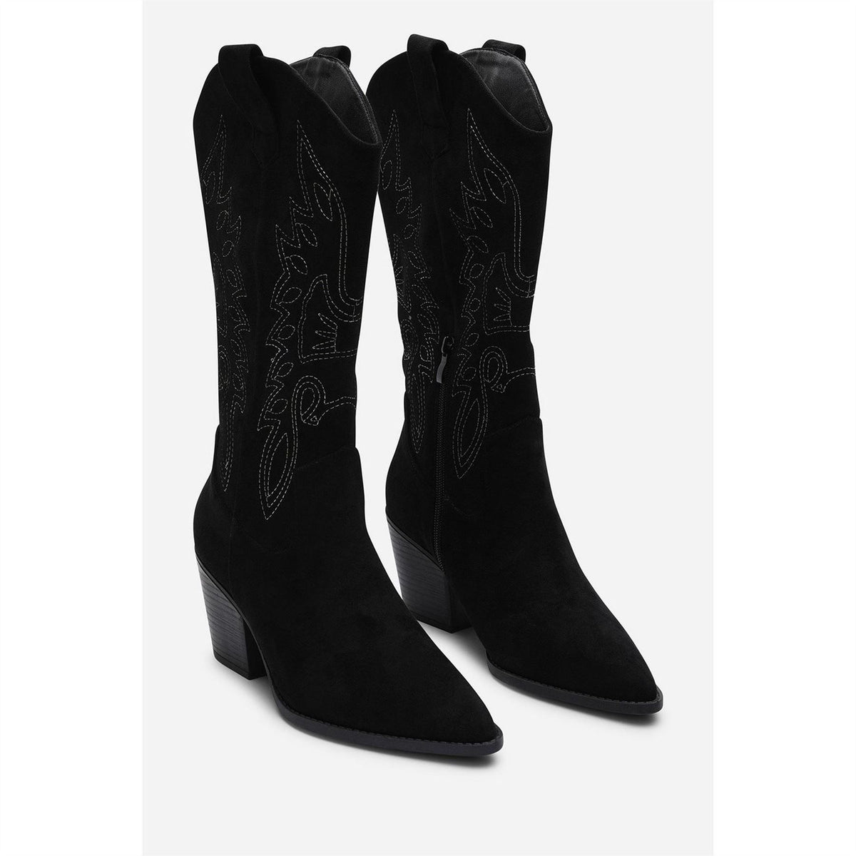 Wheres That From Calf Cowboy Boots Block Heel Western Embroidered