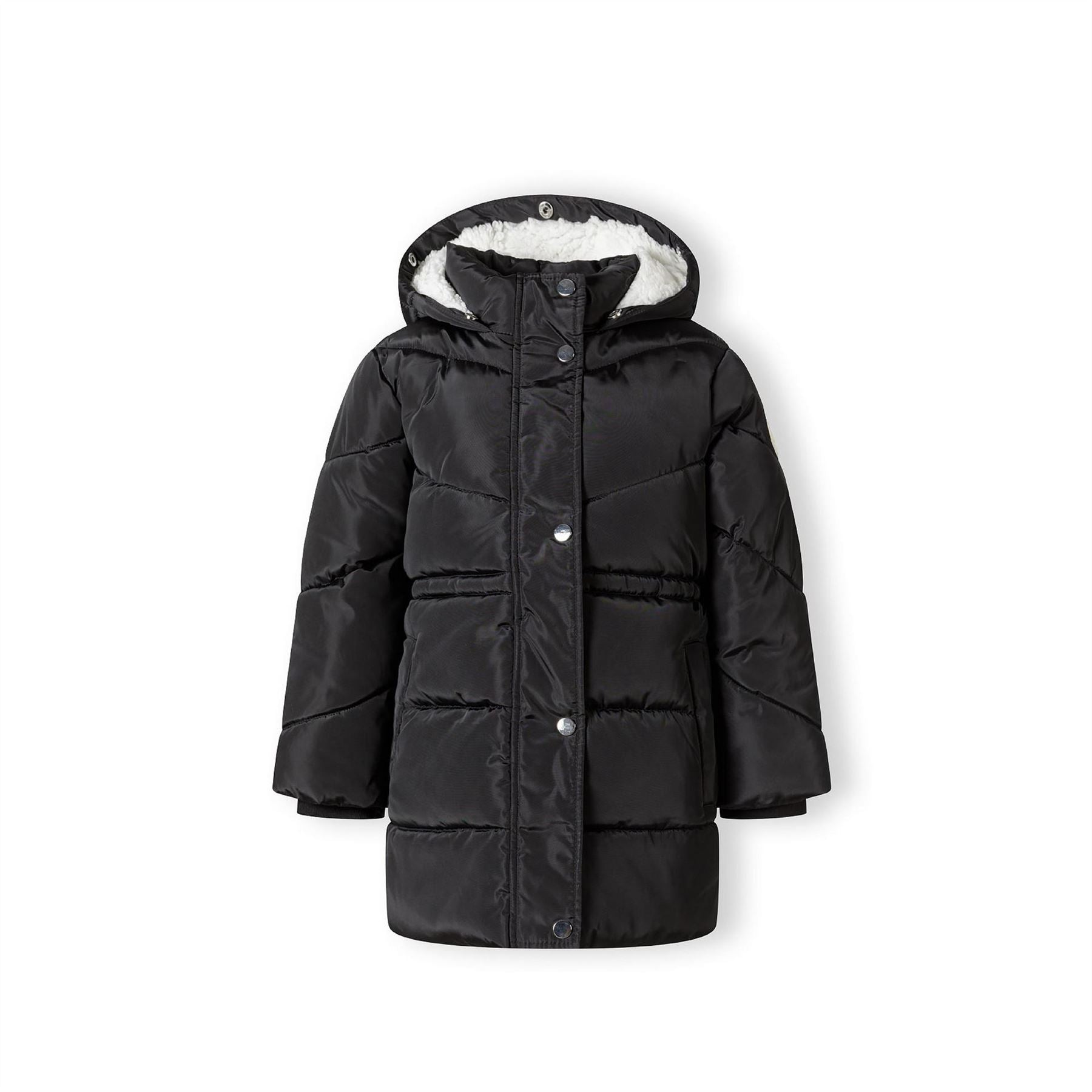 Minoti Girls Winter Coat With Faux Fur Trim Black