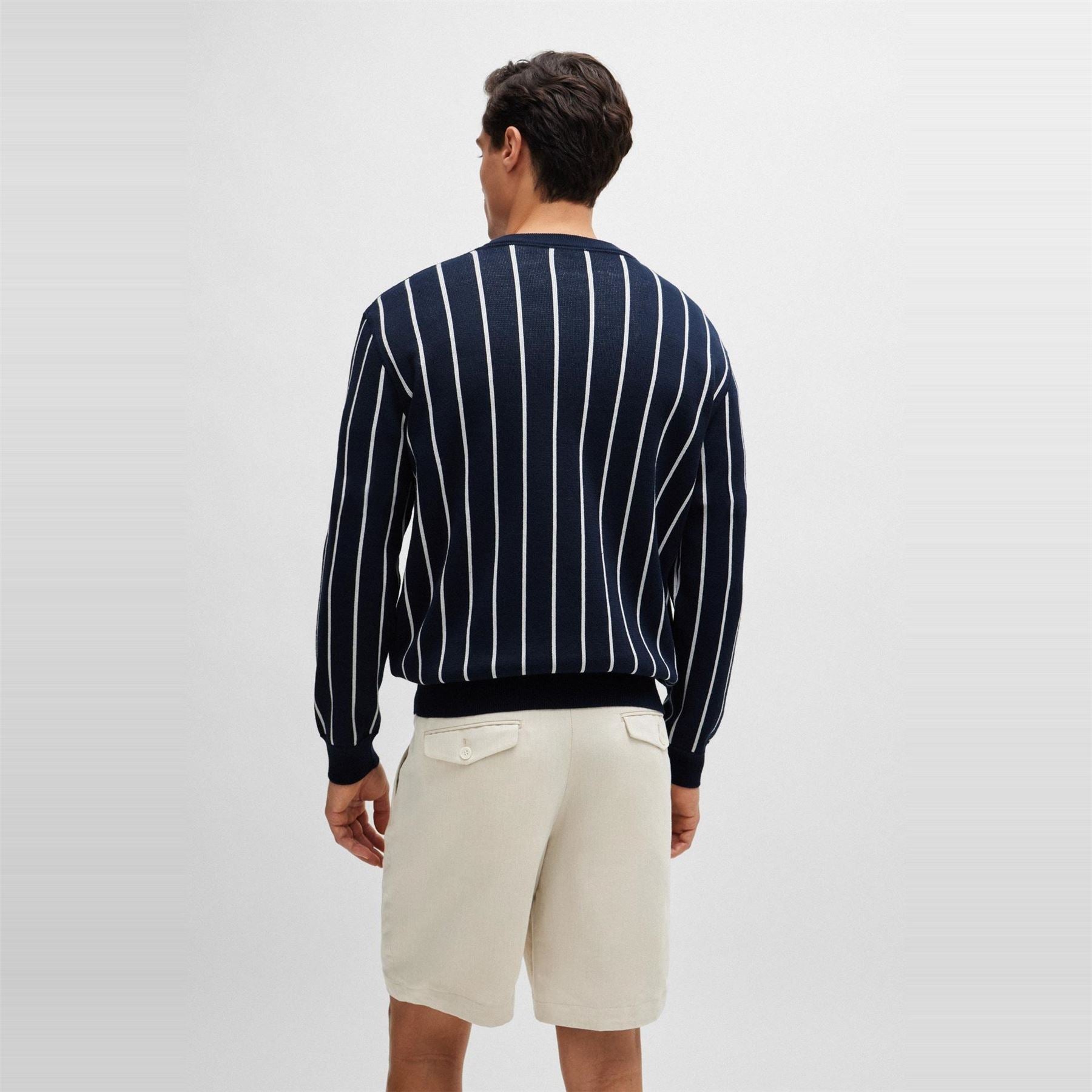 Boss Crew Neck Ribbed Collar Long Sleeve Sweater