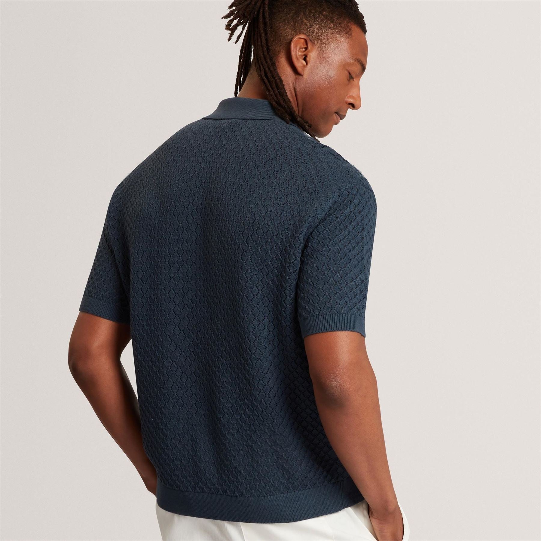 Ted Baker Diamond Crochet Knit Short Sleeve Shirt