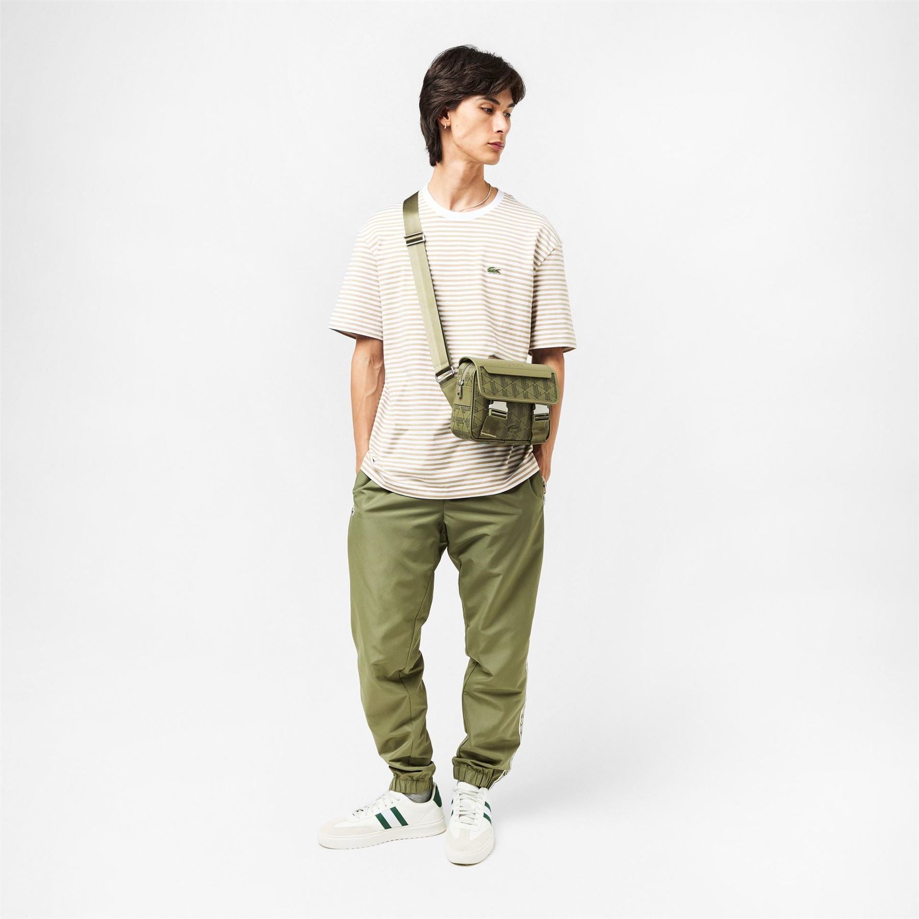 Lacoste Solid Patterned Side Stripes Joggers