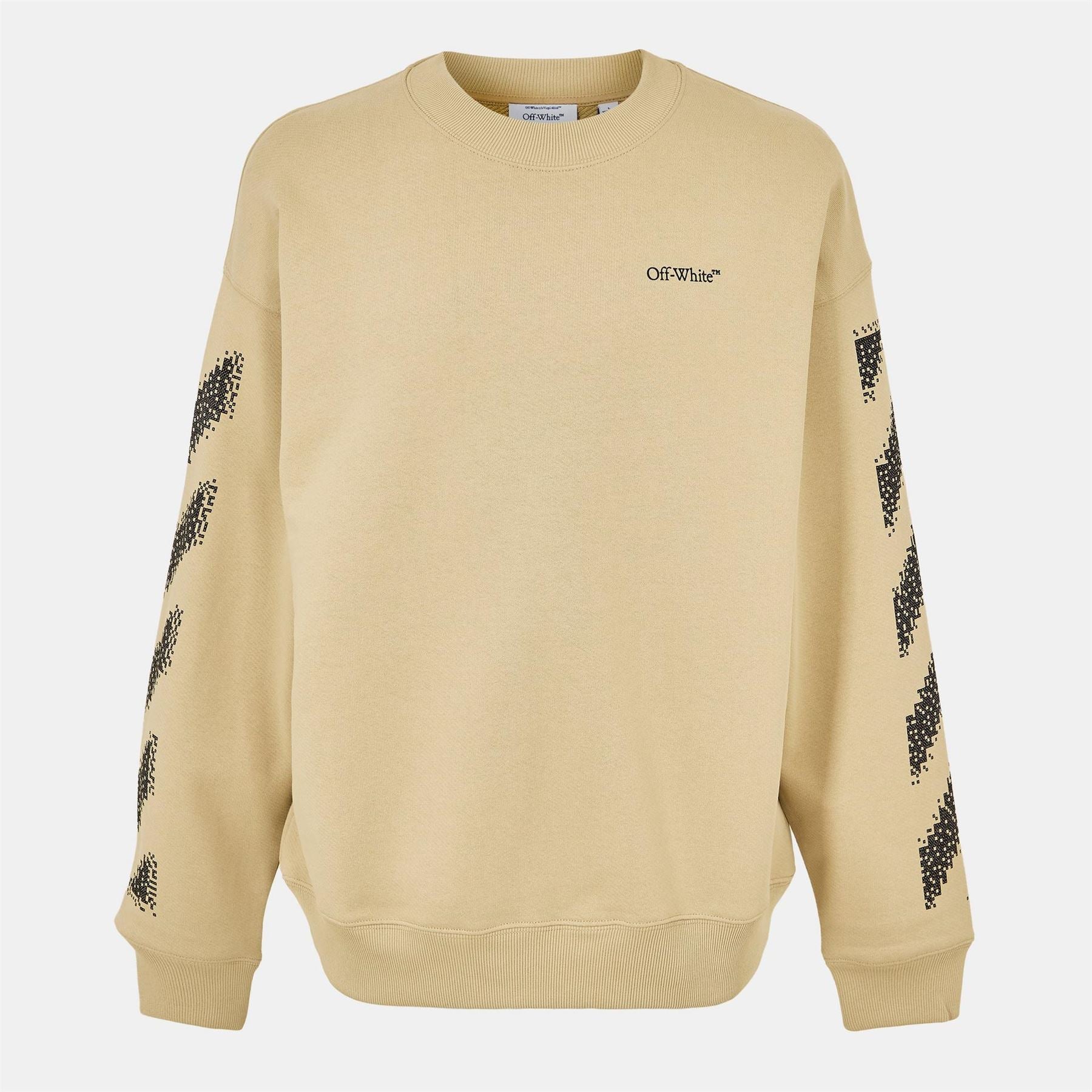 Off White Crew Neck Drop Shoulder Long Sleeve Sweatshirt