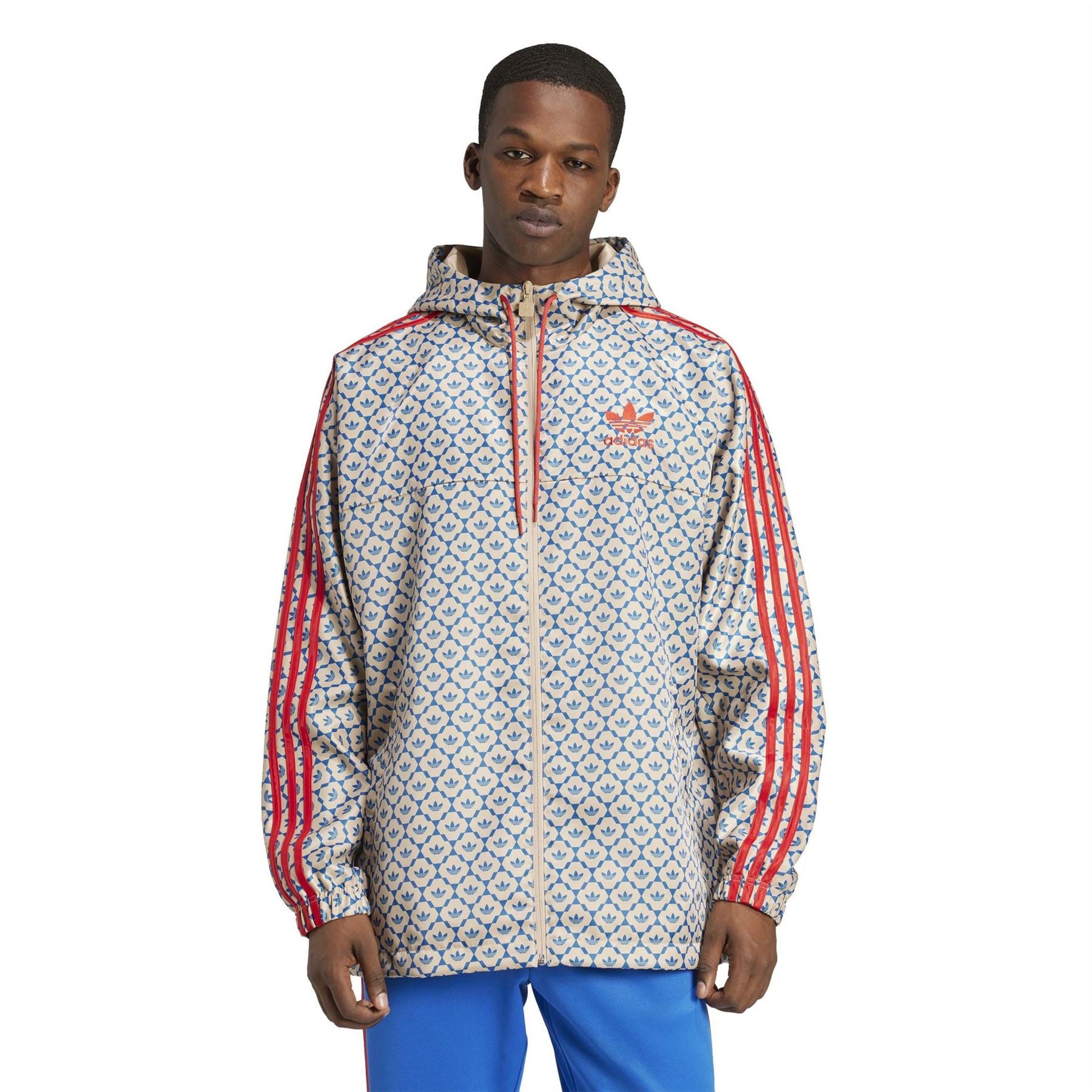 adidas Hooded Neck All Over Logo Rain Jacket