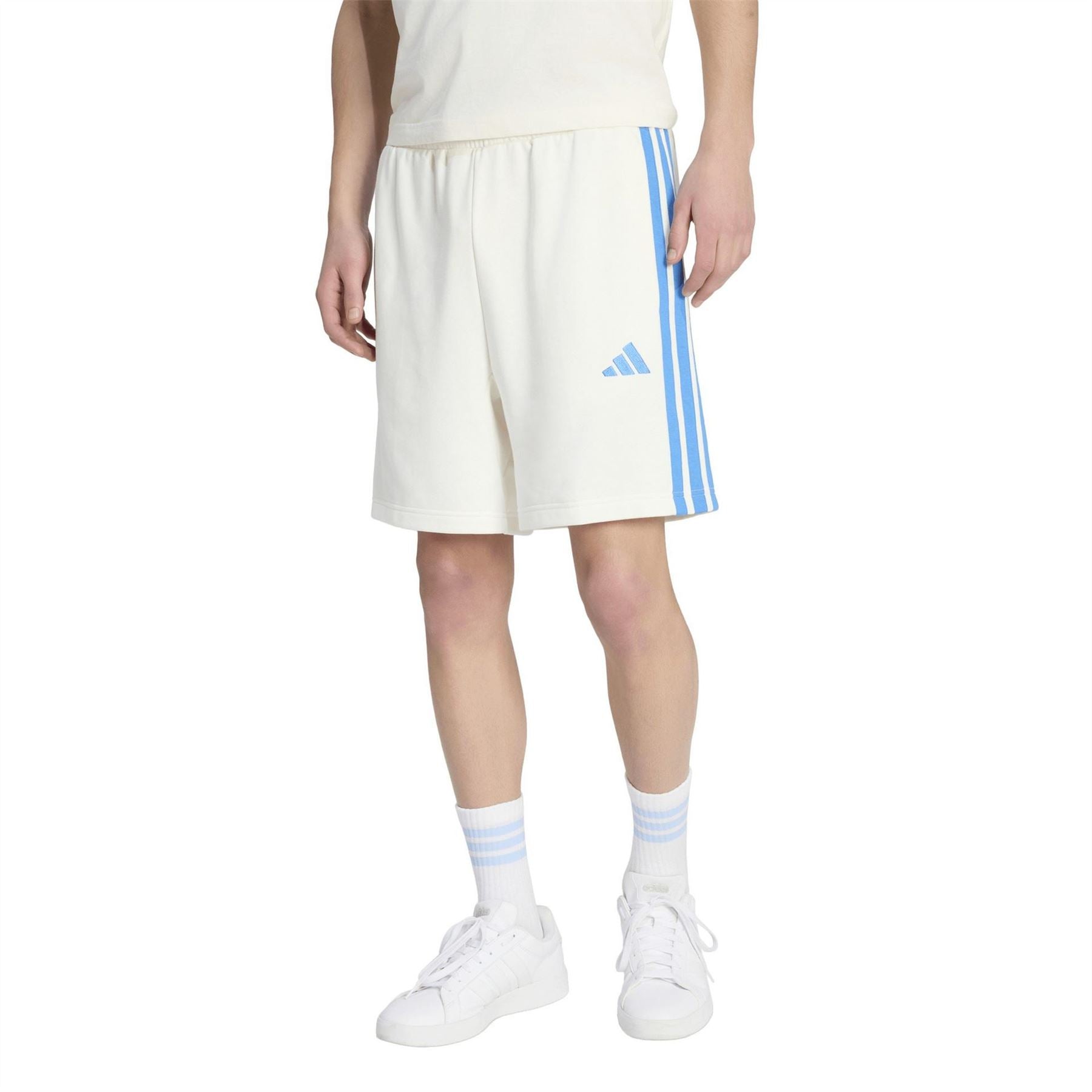 adidas Mens Essentials 3 Stripe Fleece Shorts
