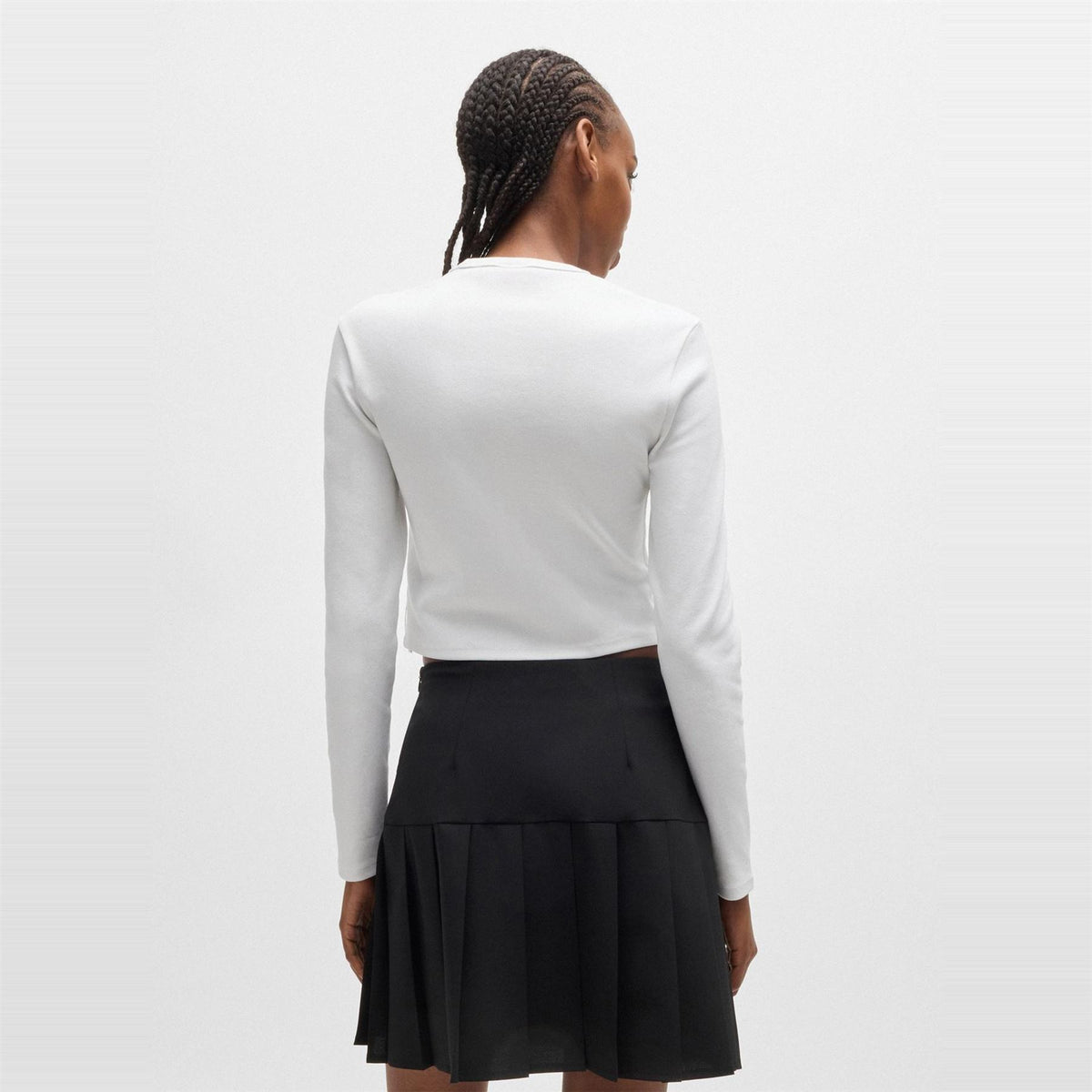 Hugo Cropped Slim Fit Long Sleeve T-Shirt