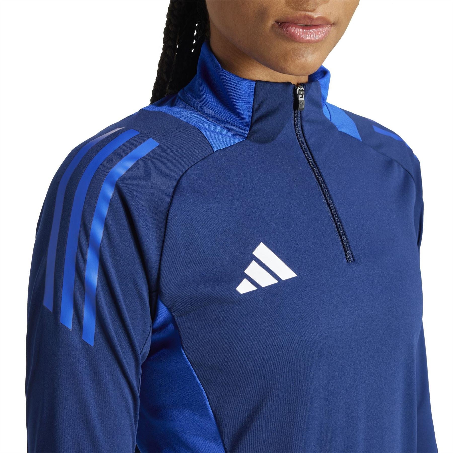 adidas Three Bar Logo Funnel Neck Raglan Sleeve Athletic Top