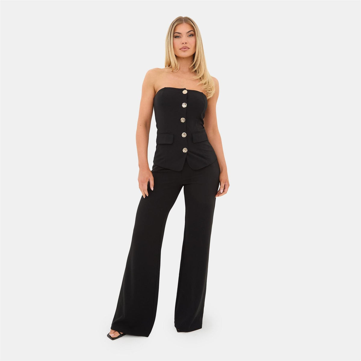 I Saw It First Solid Patterned Wide Leg Open Hem Pants