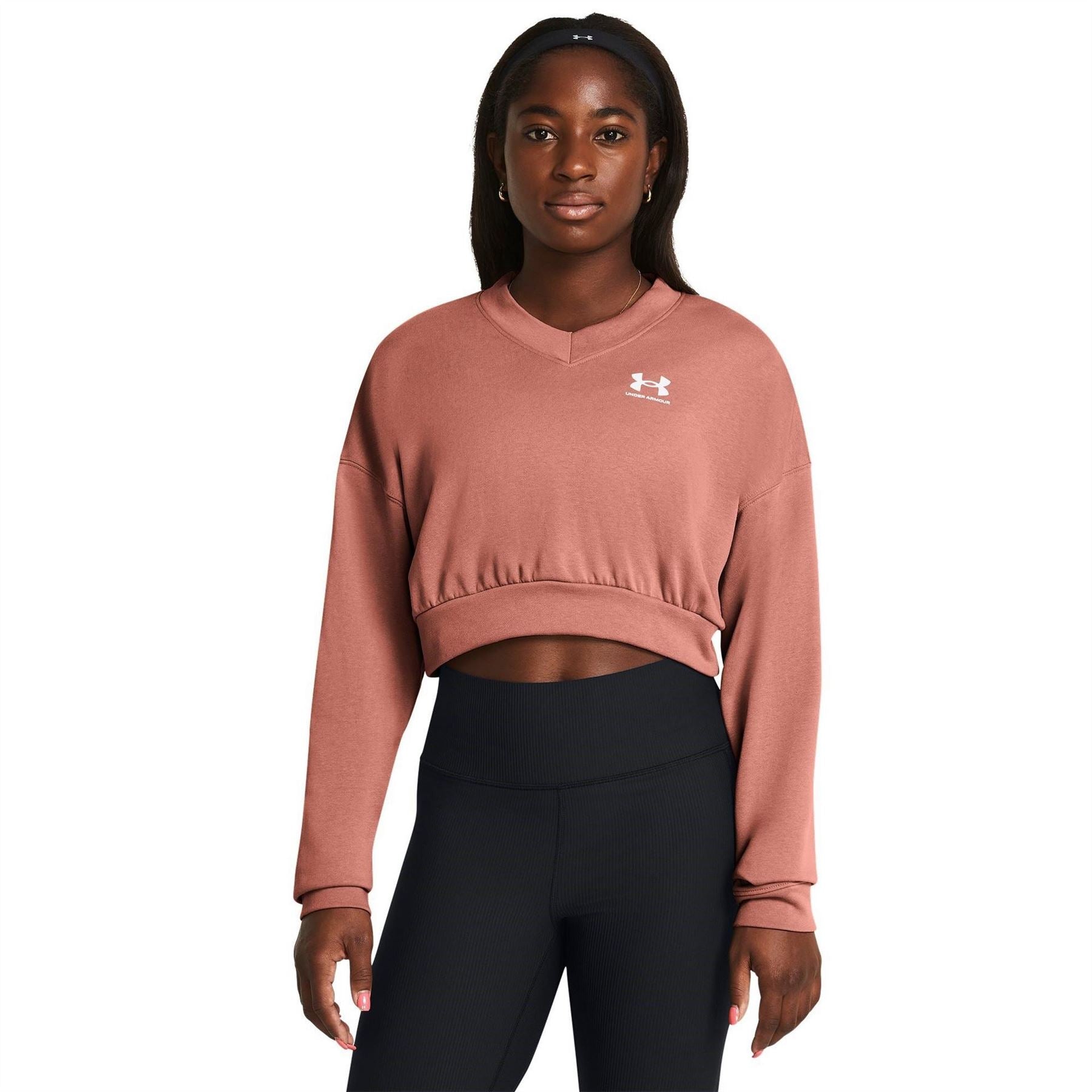 Under Armour Rival Cropped Terry Logo Print Sweatshirt