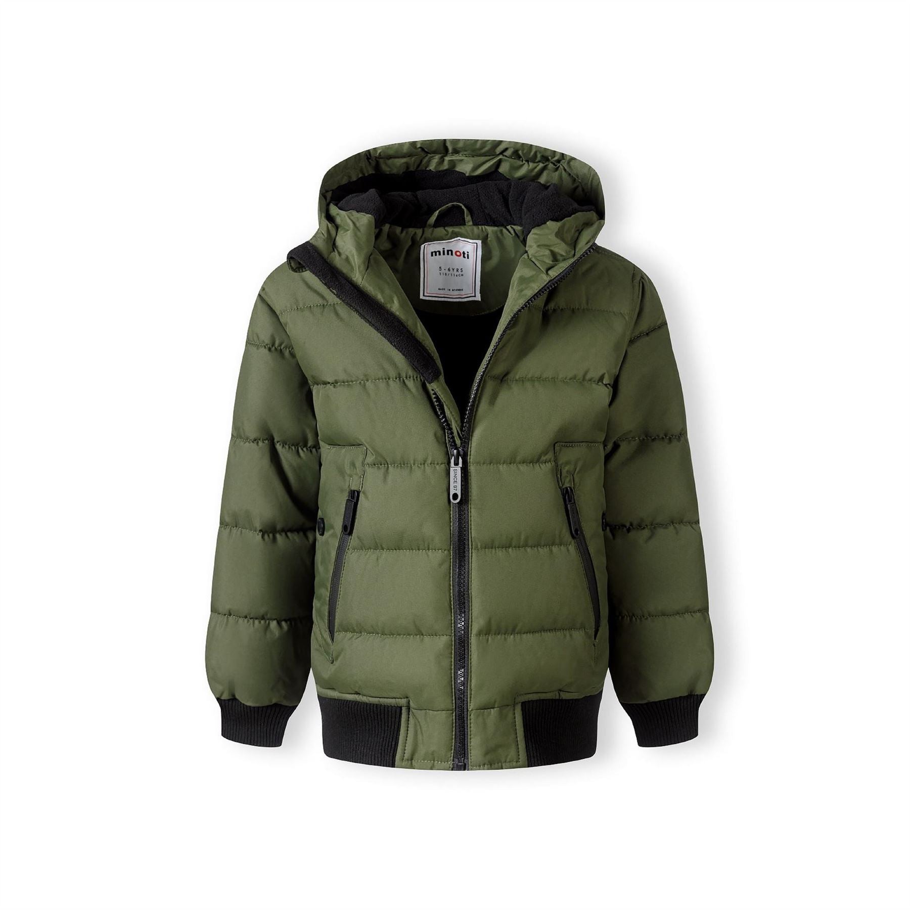 Minoti Boys Padded Jacket With Hood Zipped Pockets Khaki