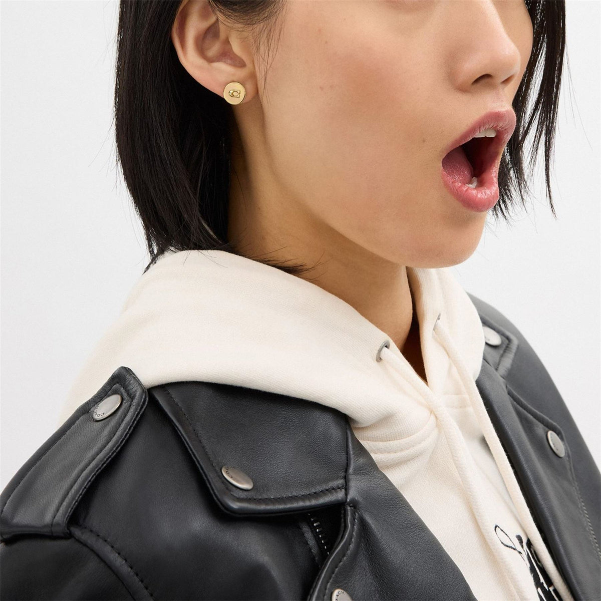 Coach Round Logo Stud Earrings