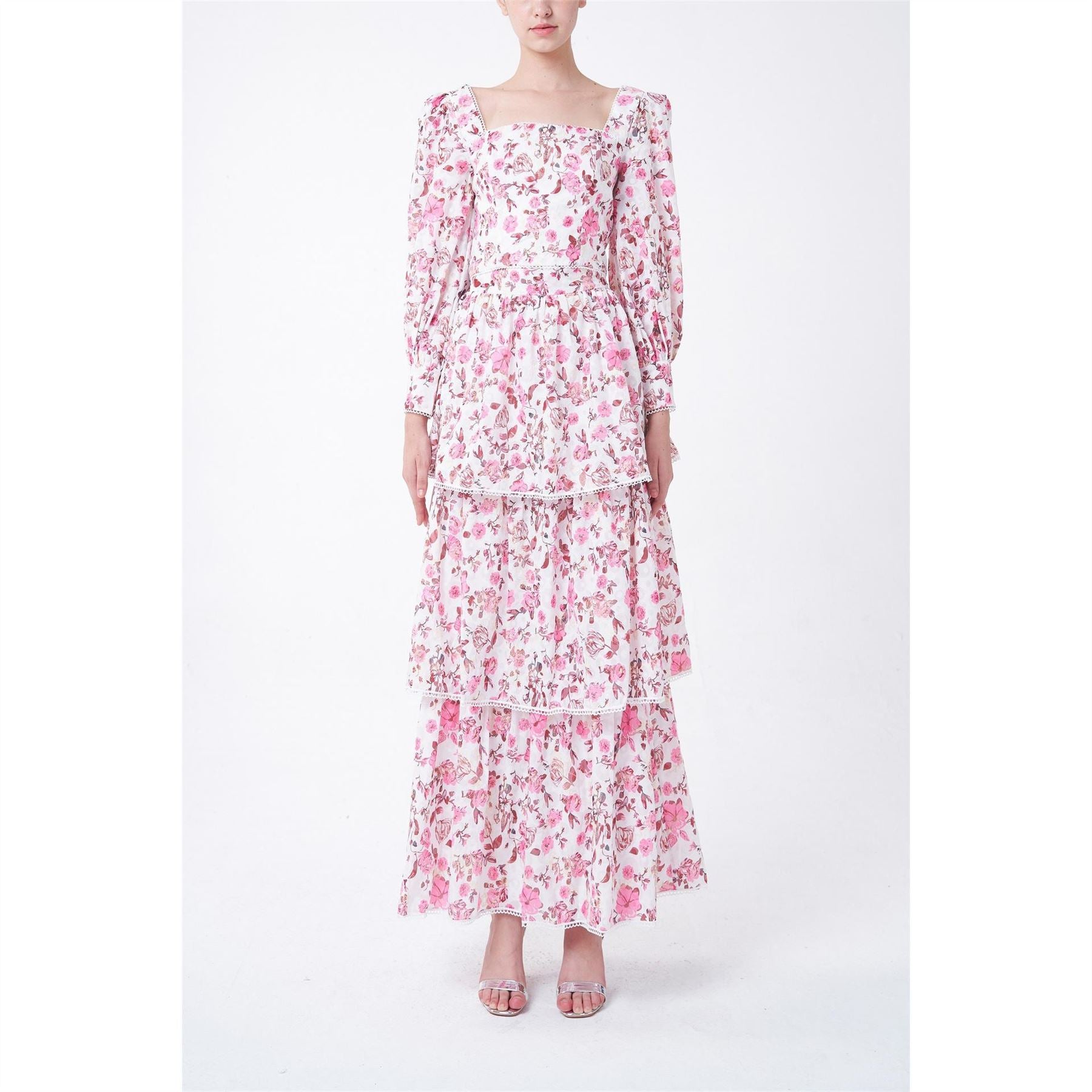 True Decadence Cut Out Square Neck Long Sleeve Maxi Dress